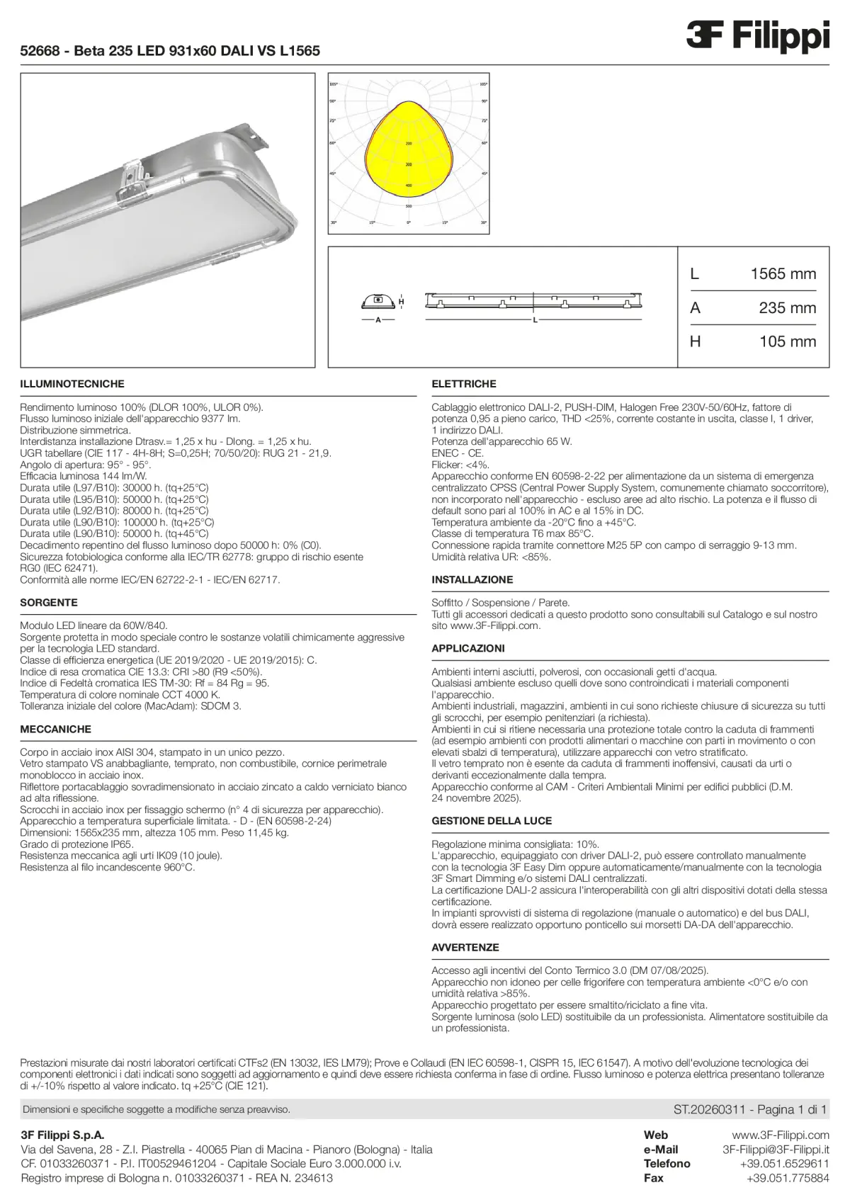 52668 - Beta 235 LED 931x60 DALI VS L1565 - Datasheet - it