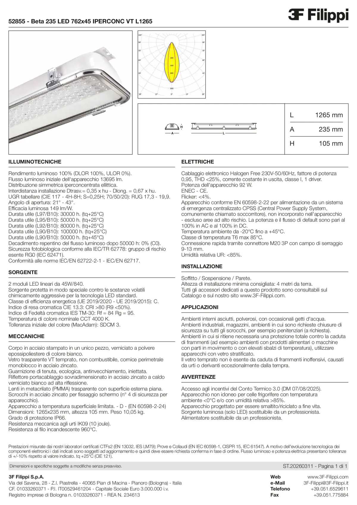 52855 - Beta 235 LED 762x45 IPERCONC VT L1265 - Datasheet - it