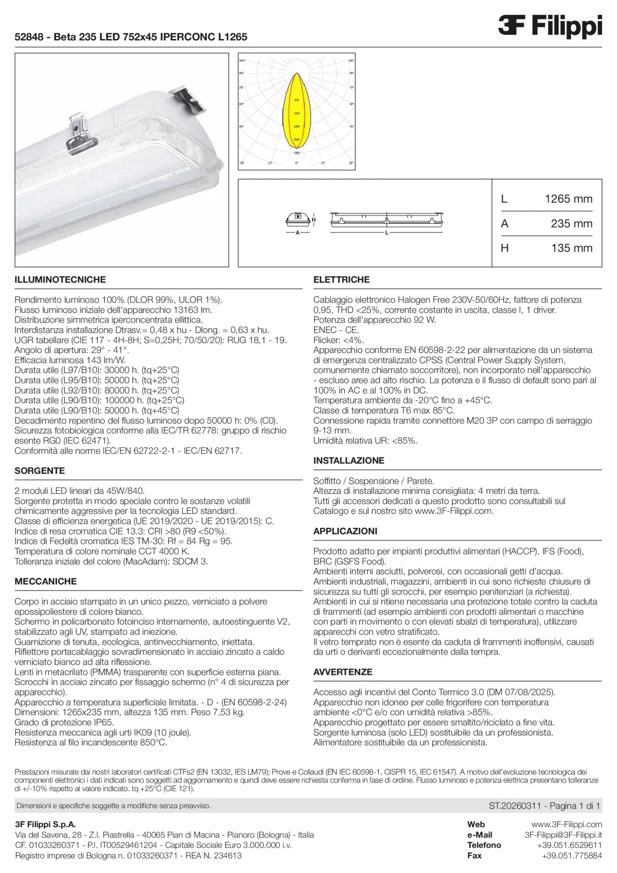 52848 - Beta 235 LED 752x45 IPERCONC L1265 - Datasheet - it