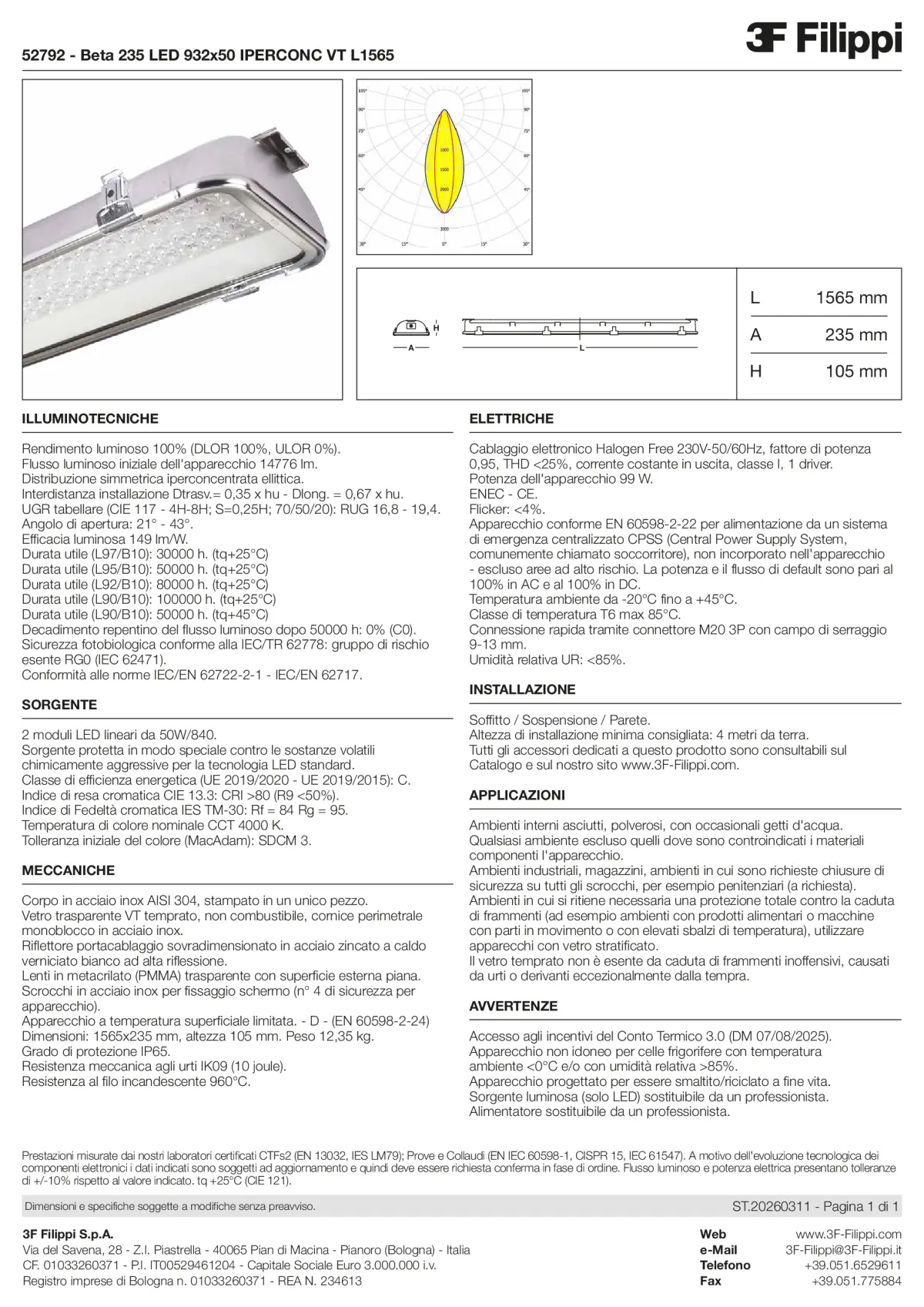52792 - Beta 235 LED 932x50 IPERCONC VT L1565 - Datasheet - it