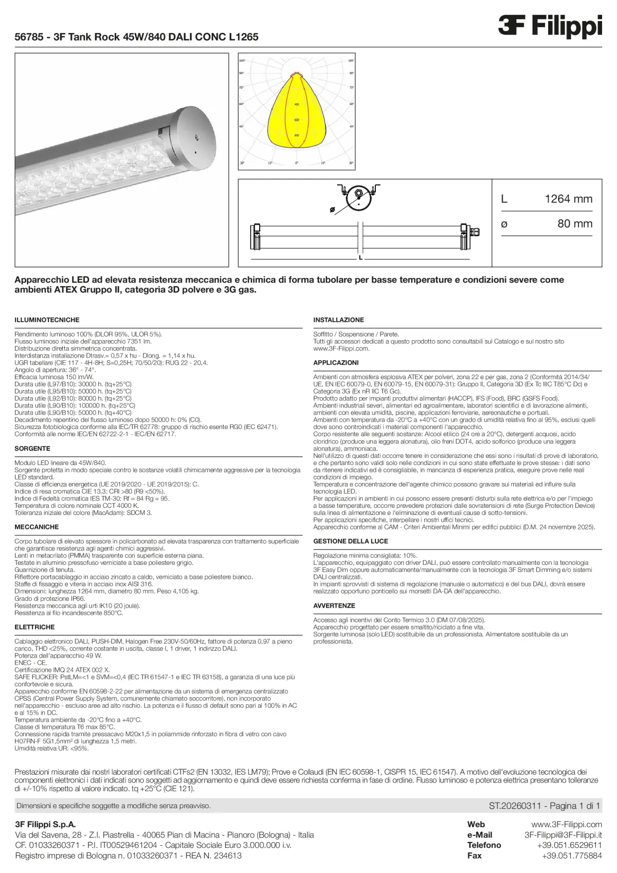 56785 - 3F Tank Rock 45W-840 DALI CONC L1265 - Datasheet - it
