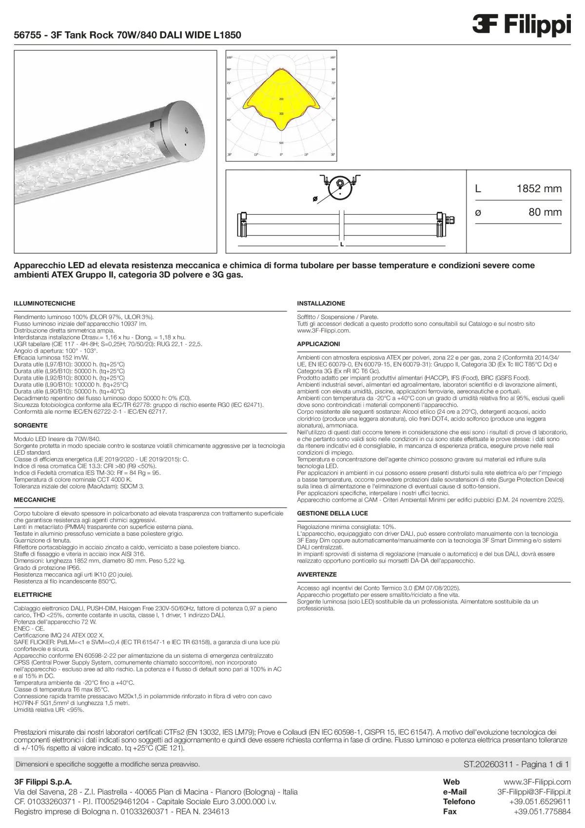 56755 - 3F Tank Rock 70W-840 DALI WIDE L1850 - Datasheet - it