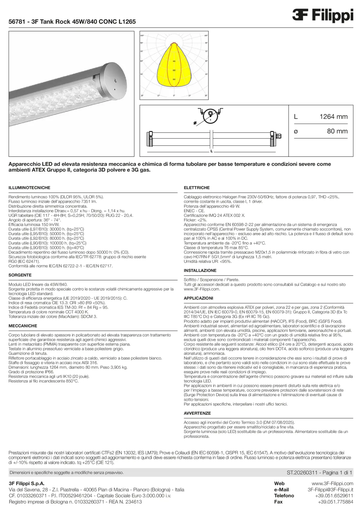56781 - 3F Tank Rock 45W-840 CONC L1265 - Datasheet - it