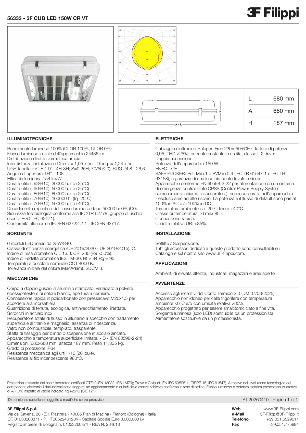 56333 - 3F CUB LED 150W CR VT - Datasheet - it
