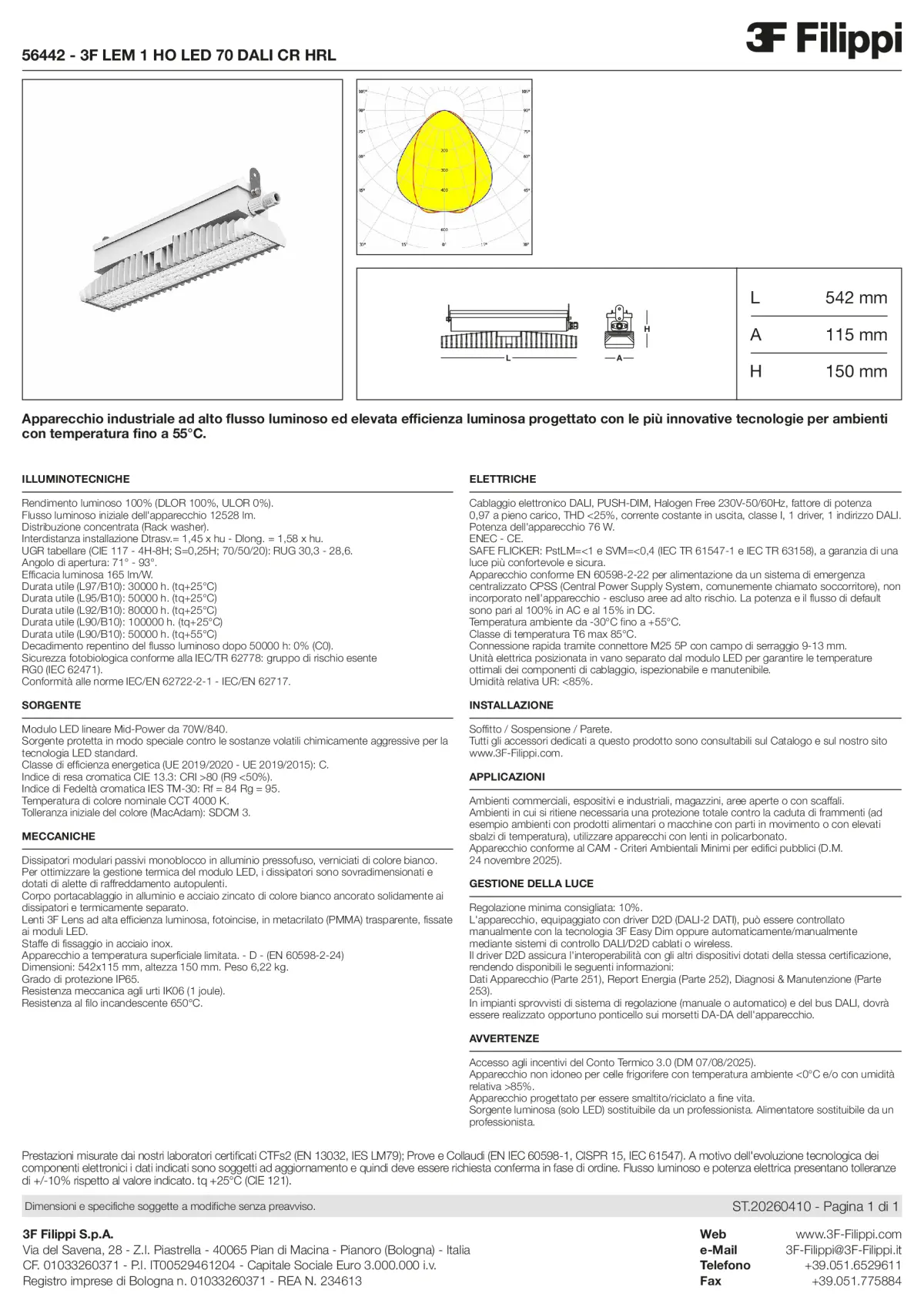 56442 - 3F LEM 1 HO LED 70 DALI CR HRL - Datasheet - it