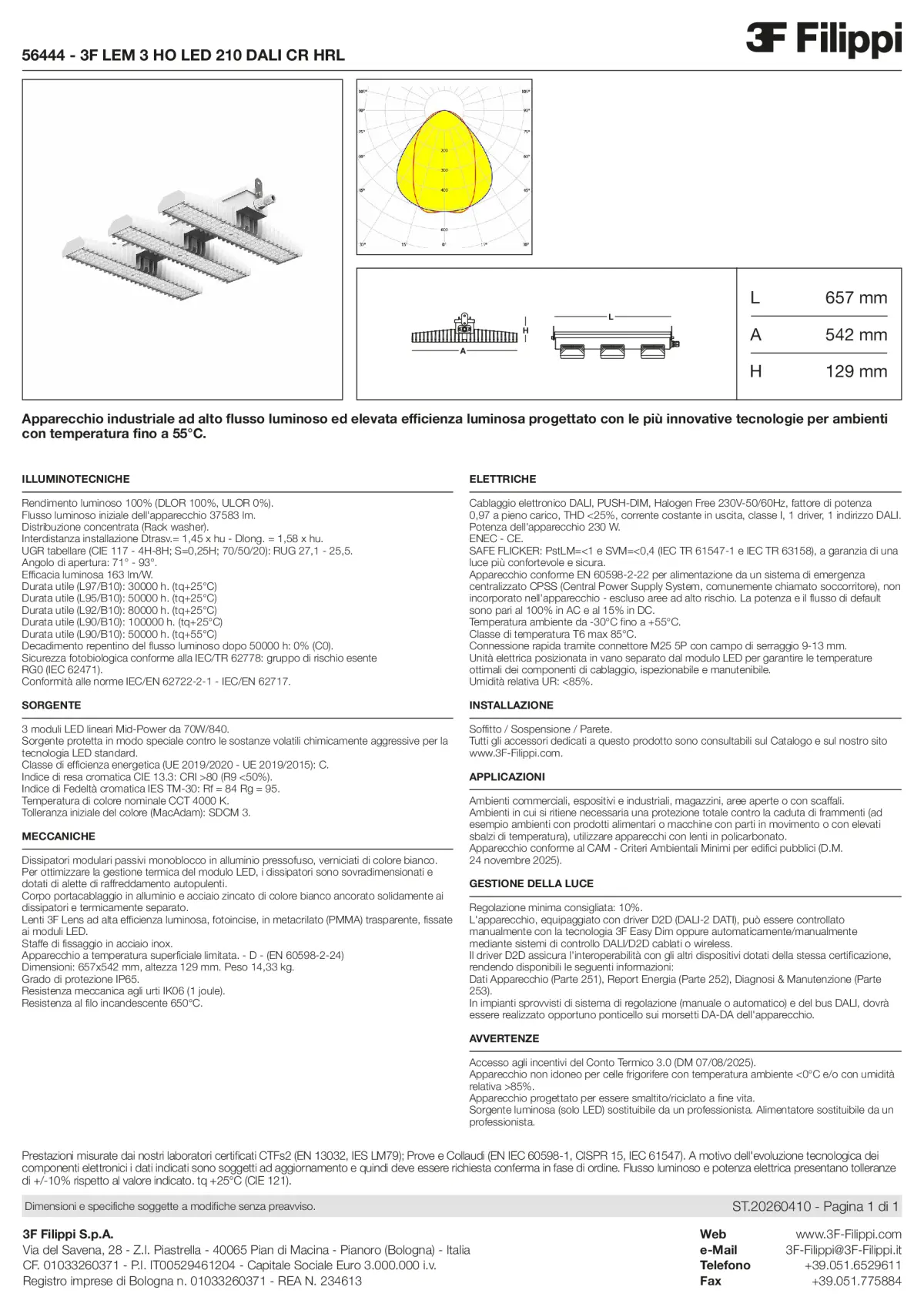 56444 - 3F LEM 3 HO LED 210 DALI CR HRL - Datasheet - it