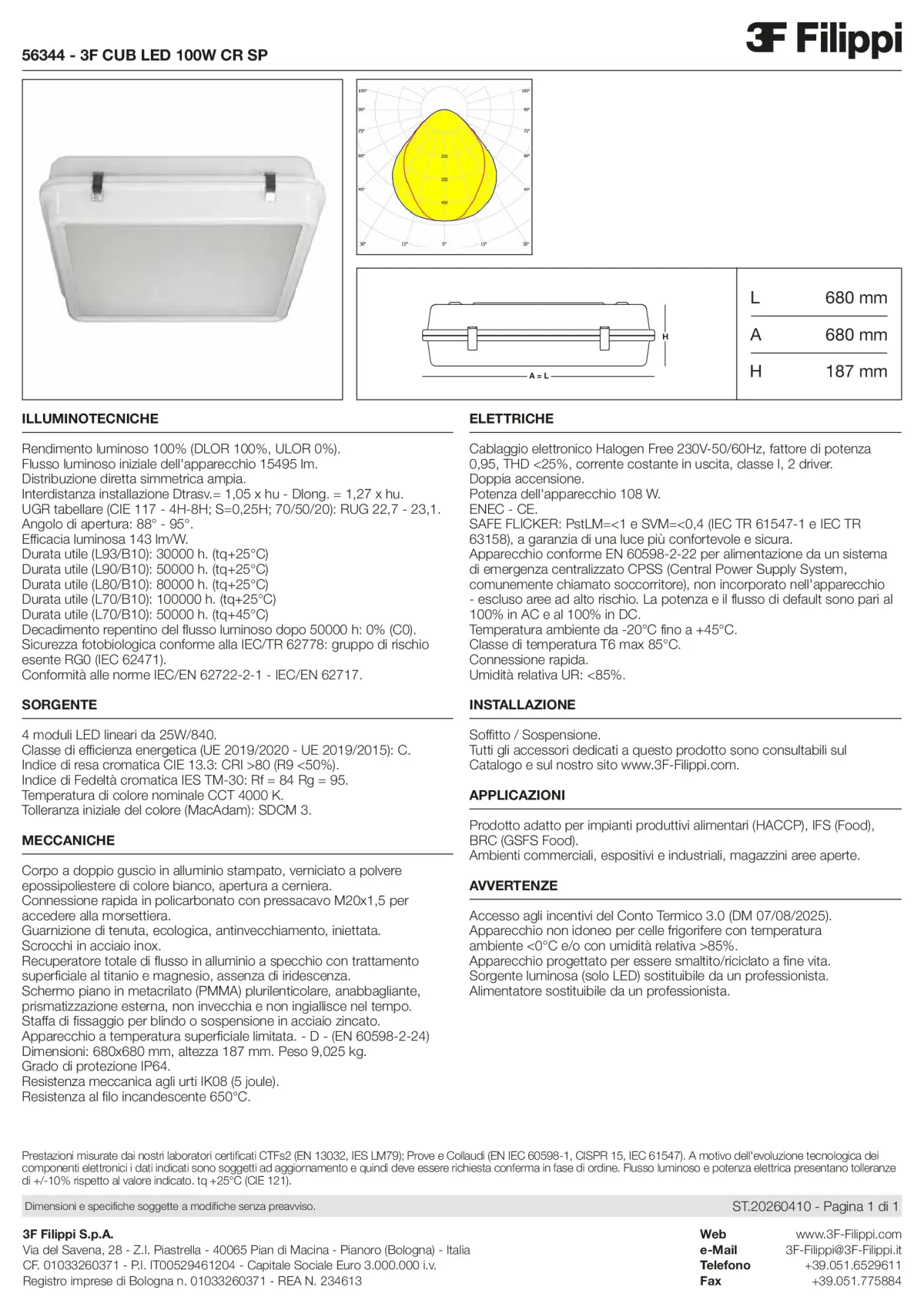 56344 - 3F CUB LED 100W CR SP - Datasheet - it