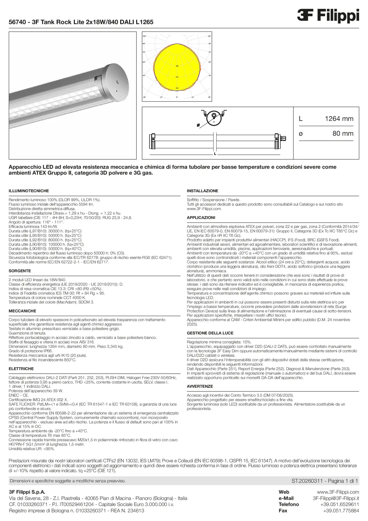 56740 - 3F Tank Rock Lite 2x18W-840 DALI L1265 - Datasheet - it