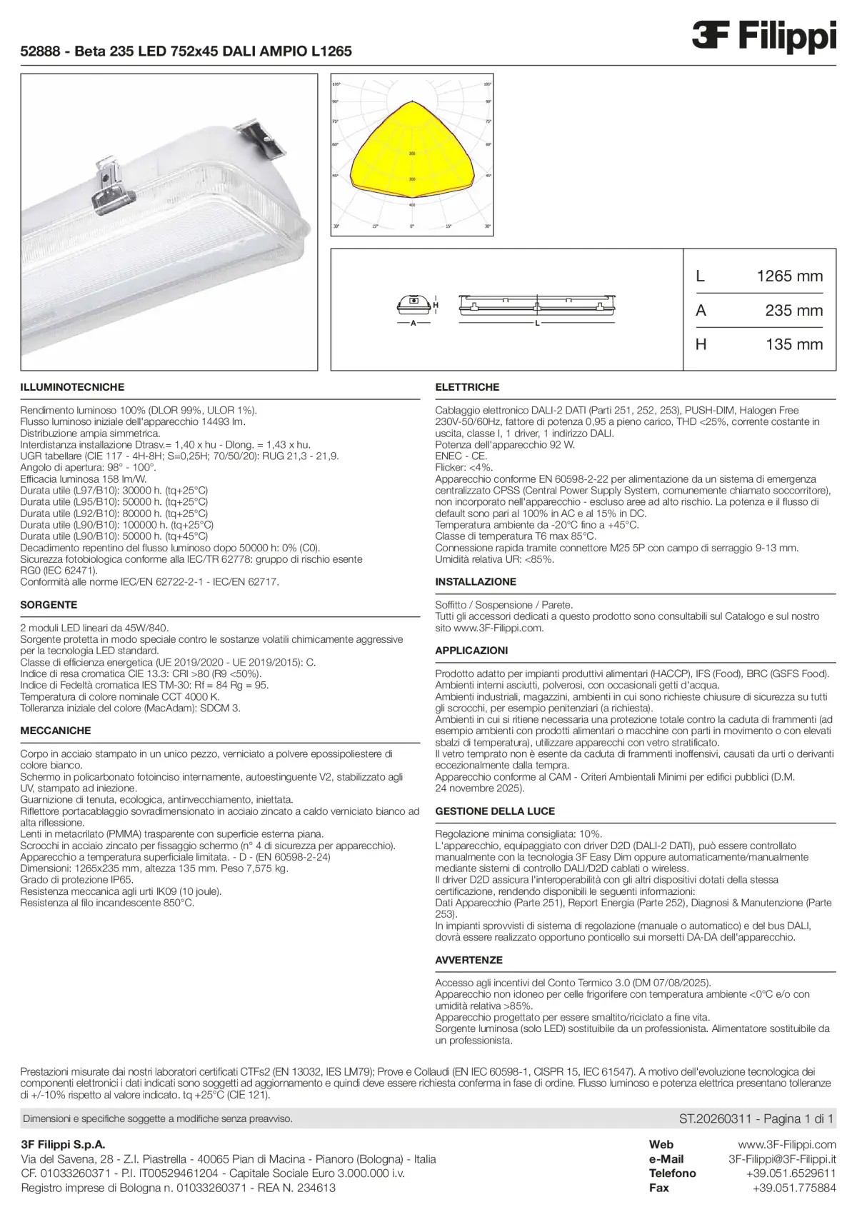 52888 - Beta 235 LED 752x45 DALI AMPIO L1265 - Datasheet - it