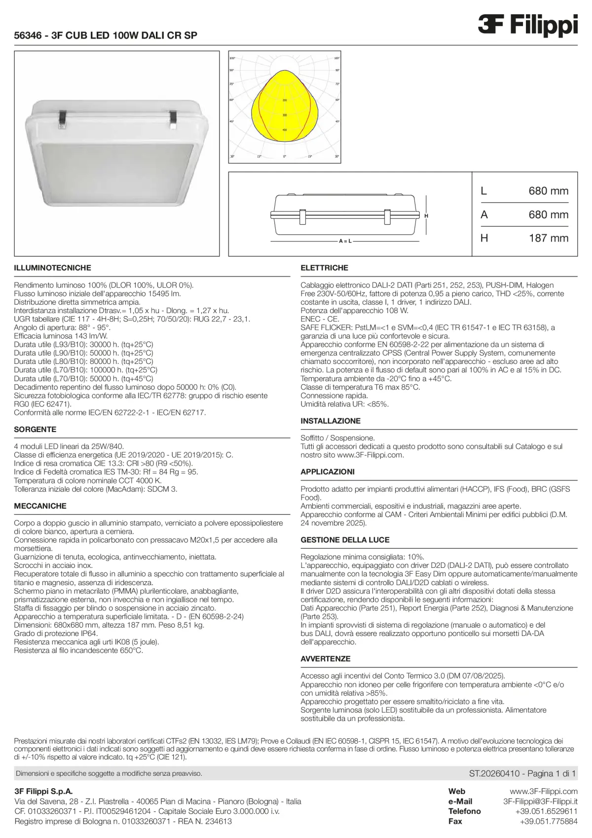 56346 - 3F CUB LED 100W DALI CR SP - Datasheet - it
