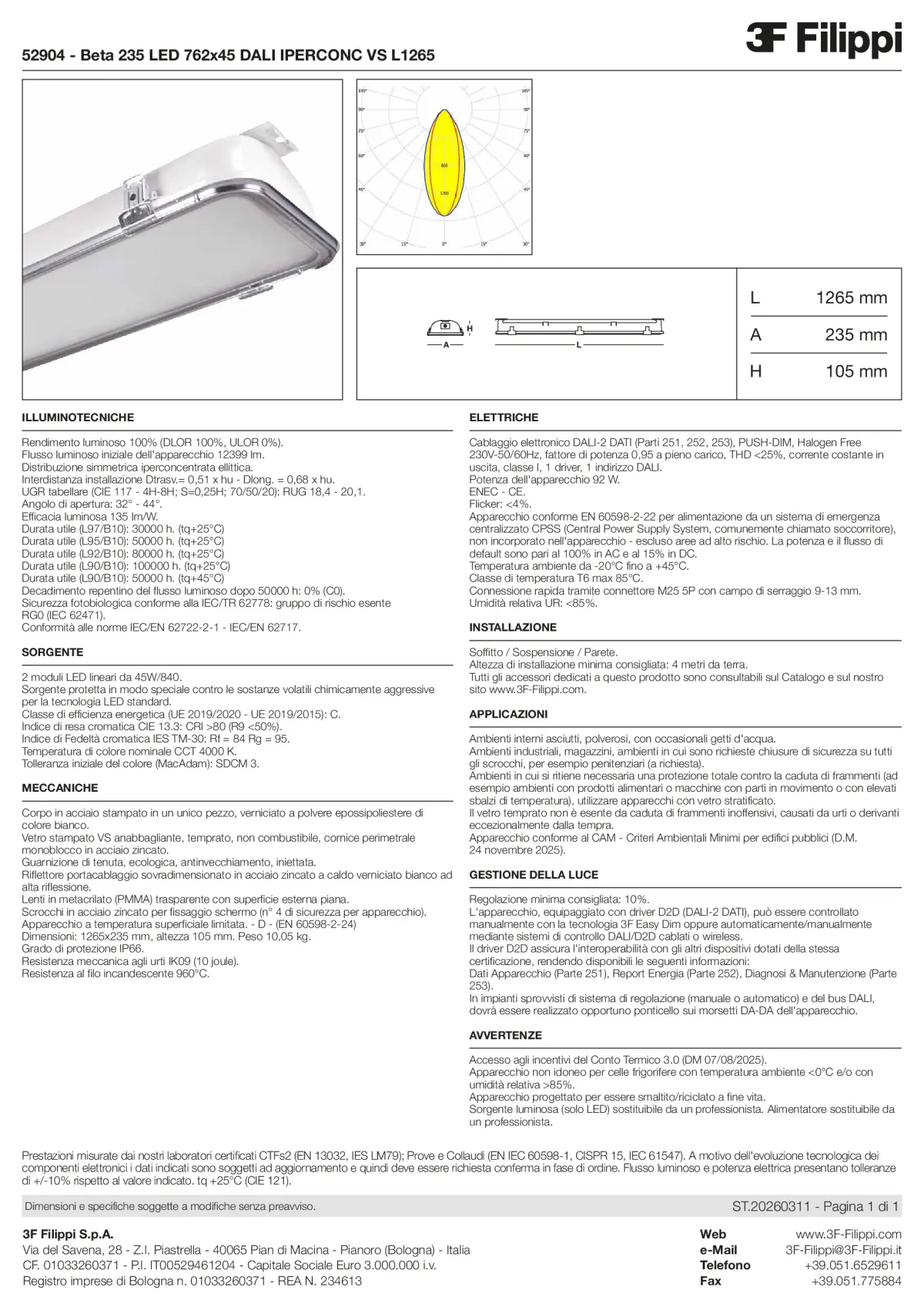 52904 - Beta 235 LED 762x45 DALI IPERCONC VS L1265 - Datasheet - it