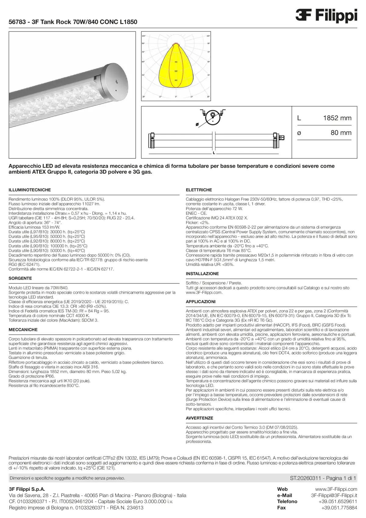 56783 - 3F Tank Rock 70W-840 CONC L1850 - Datasheet - it