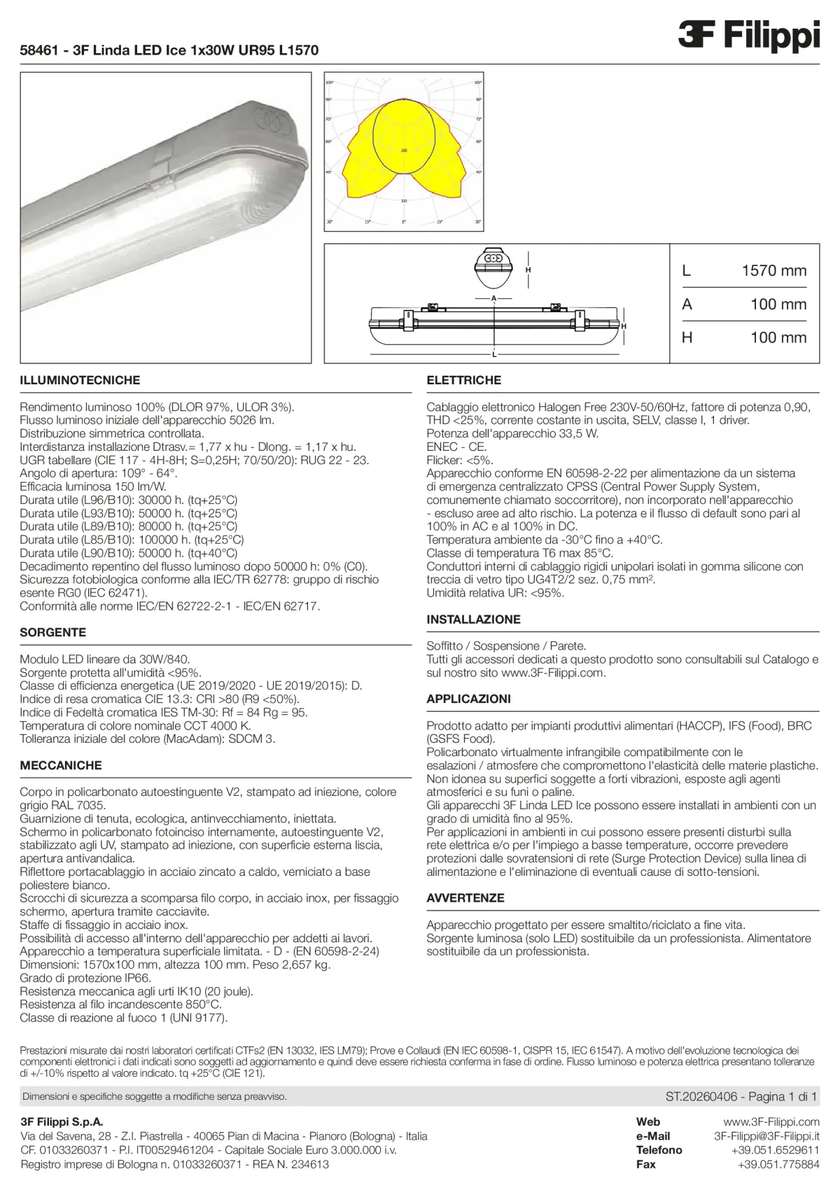 58461 - 3F Linda LED Ice 1x30W UR95 L1570 - Datasheet - it