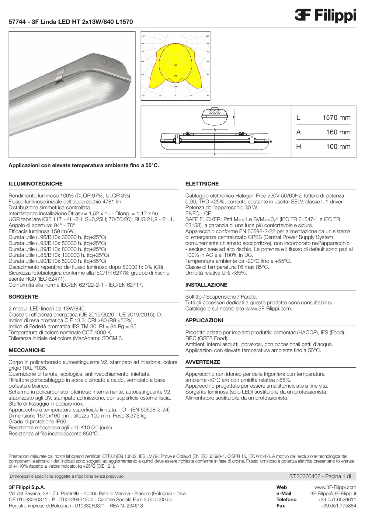 57744 - 3F Linda LED HT 2x13W-840 L1570 - Datasheet - it
