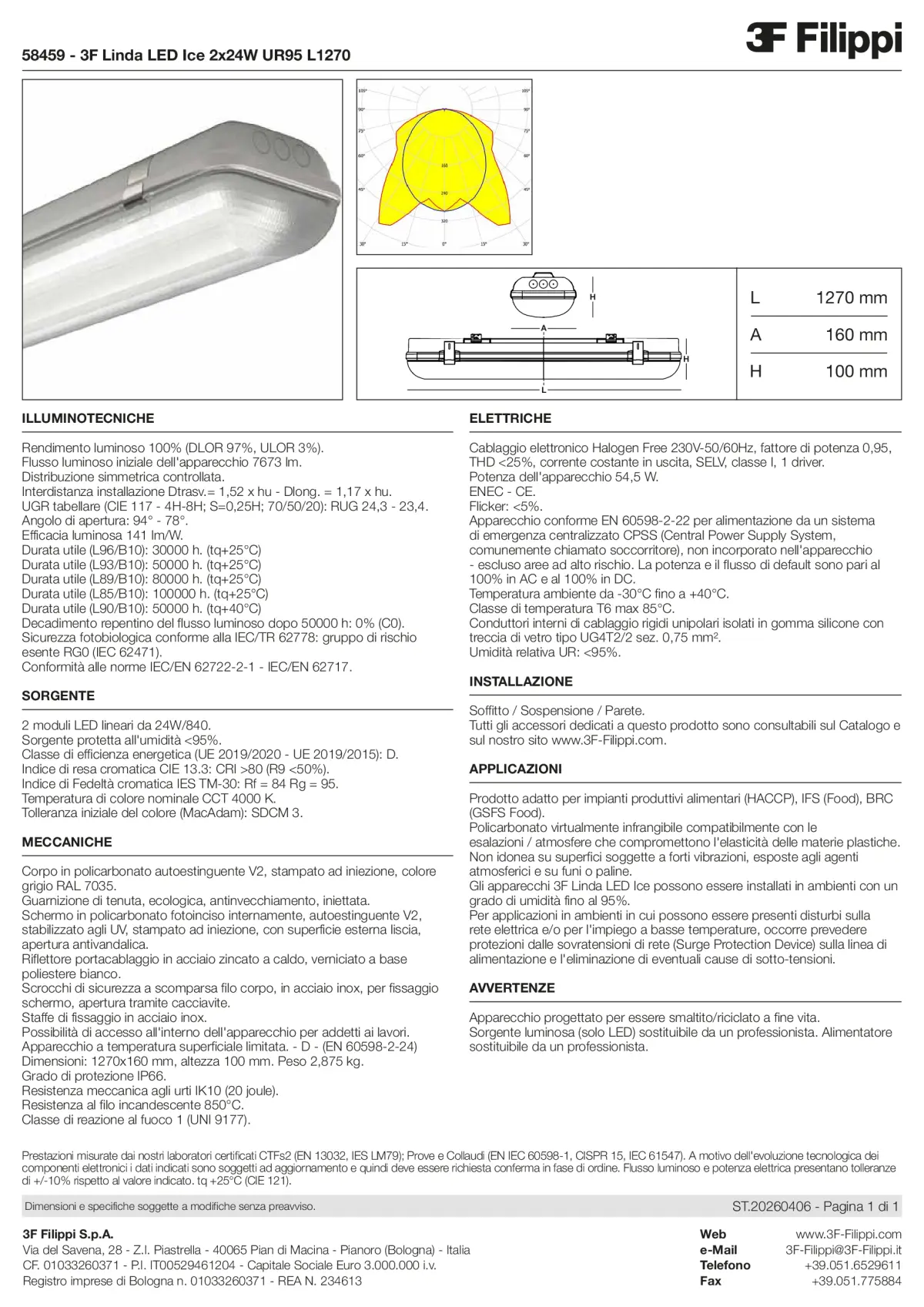 58459 - 3F Linda LED Ice 2x24W UR95 L1270 - Datasheet - it