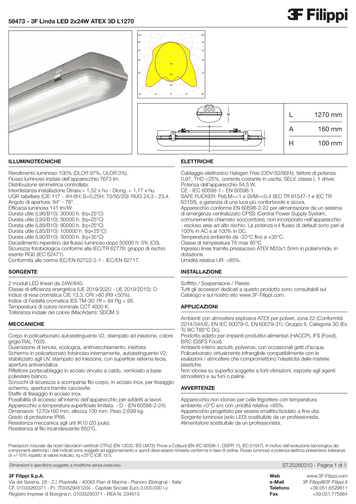 58473 - 3F Linda LED 2x24W ATEX 3D L1270 - Datasheet - it
