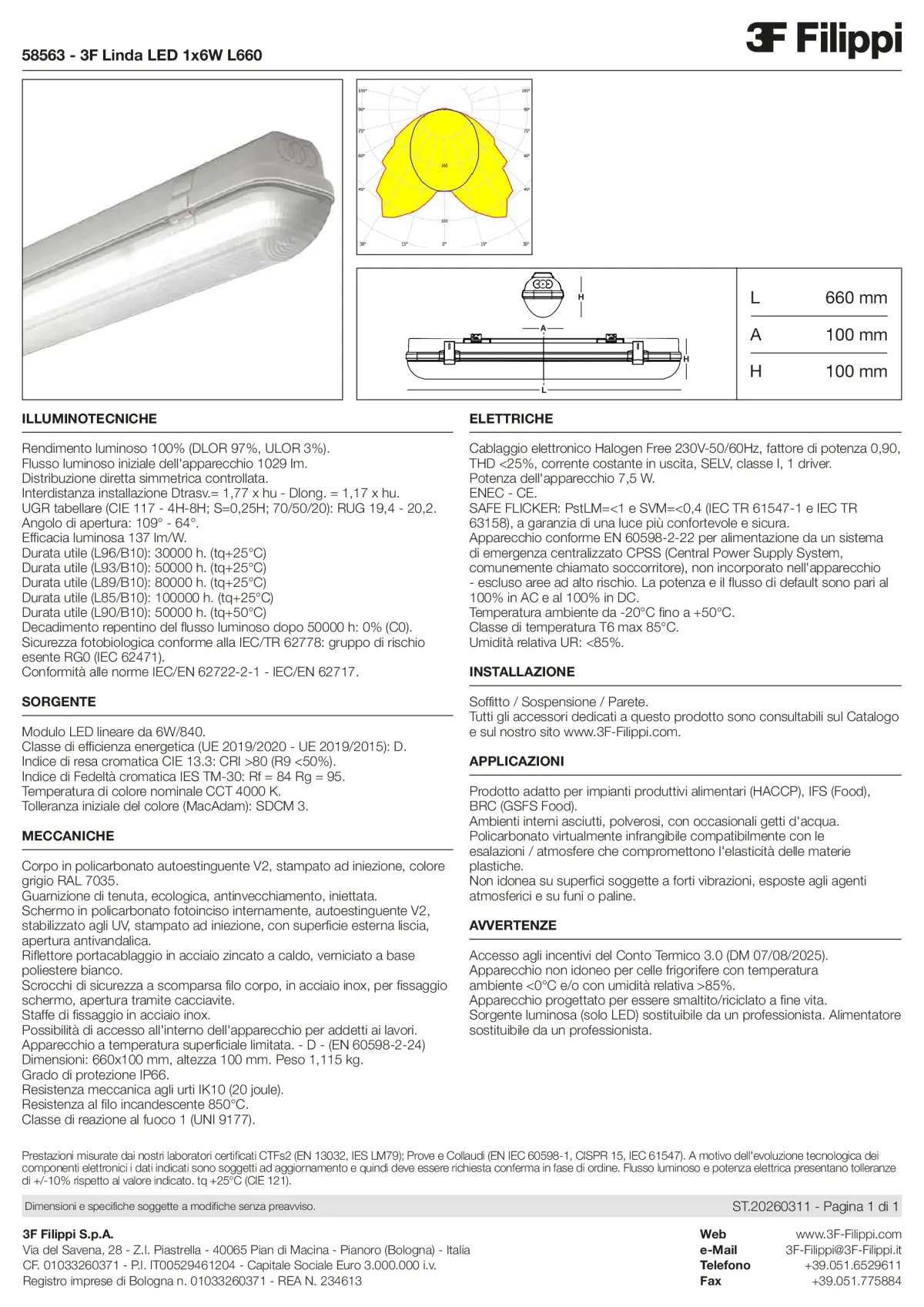 58563 - 3F Linda LED 1x6W L660 - Datasheet - it