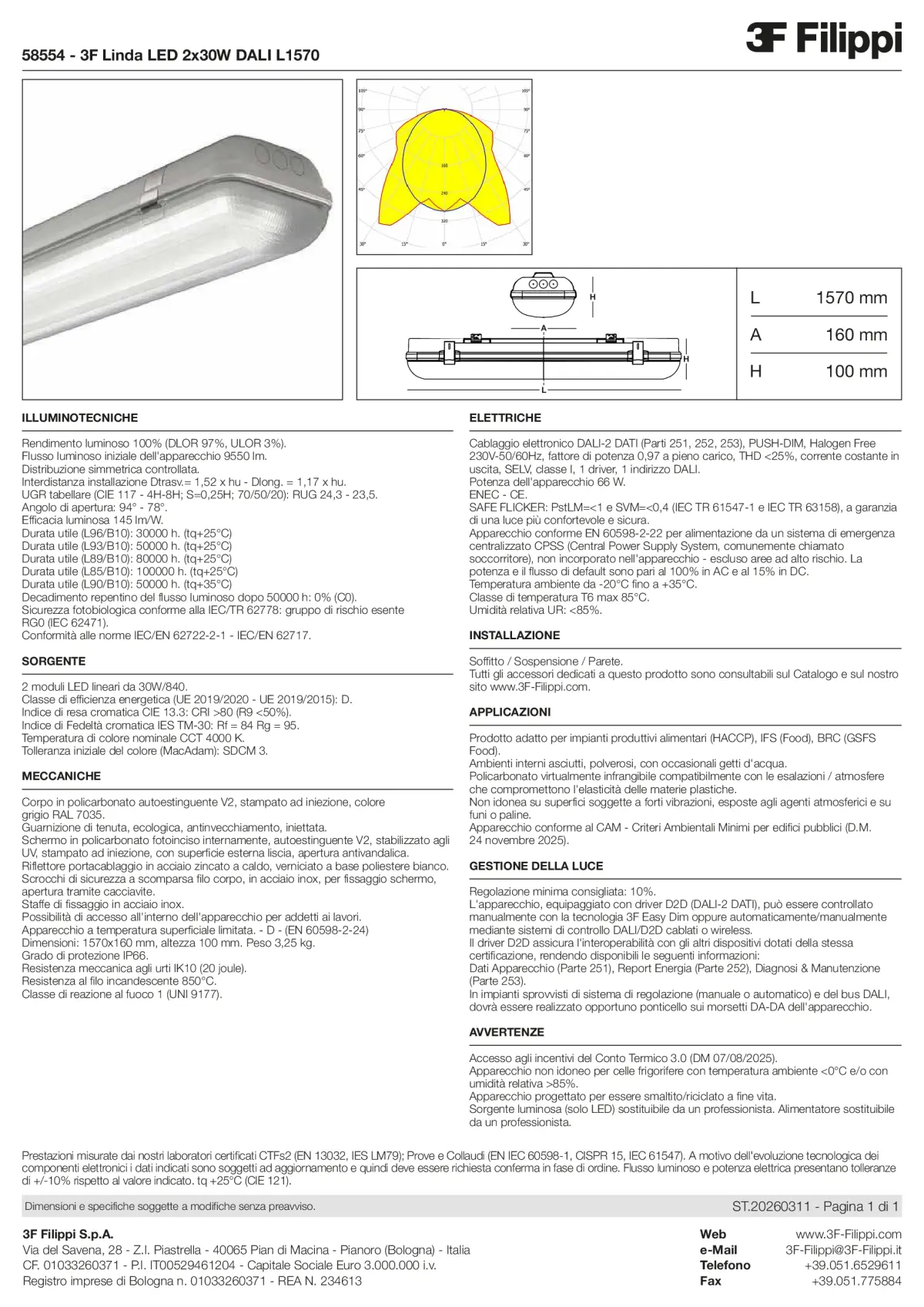 58554 - 3F Linda LED 2x30W DALI L1570 - Datasheet - it
