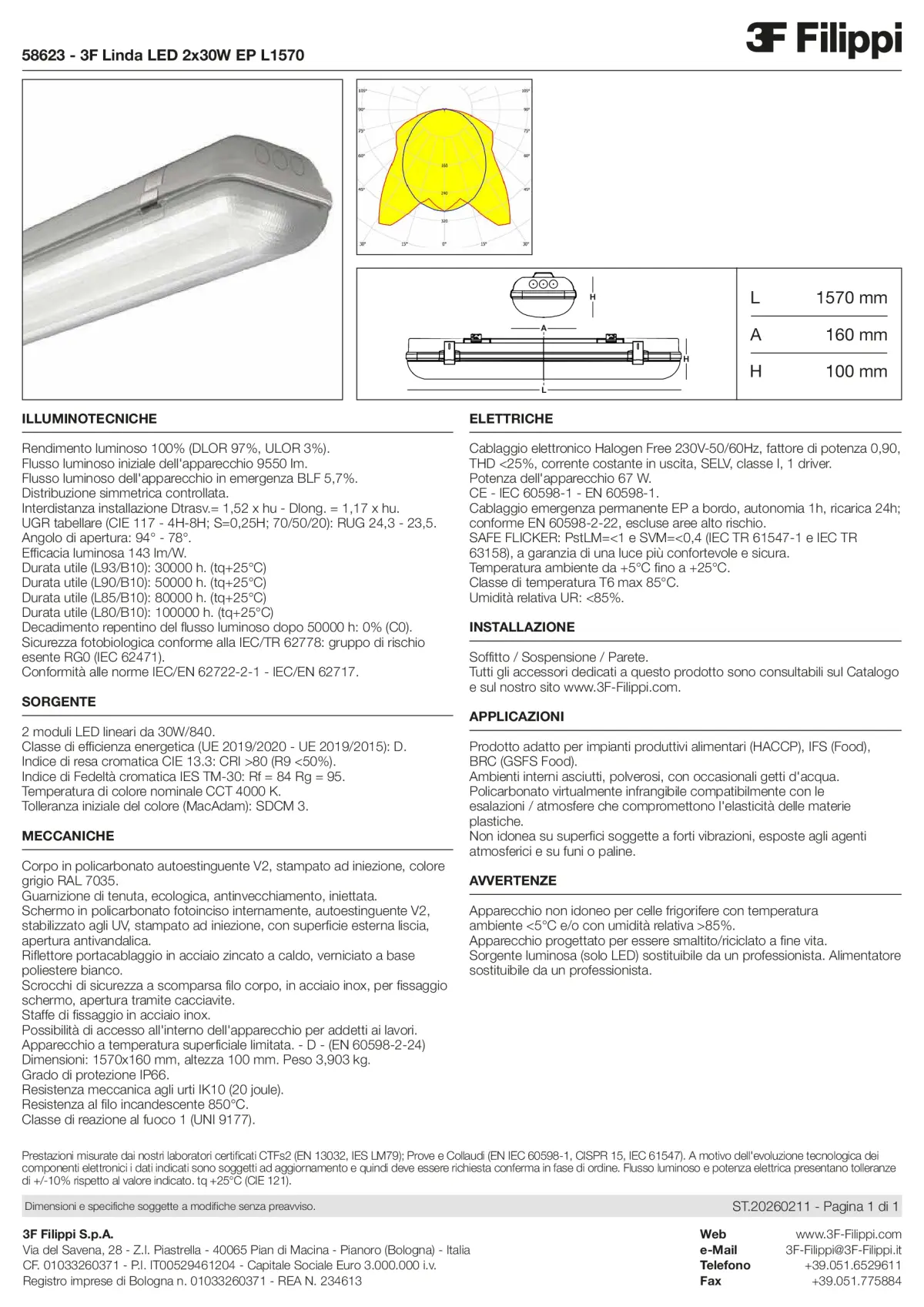 58623 - 3F Linda LED 2x30W EP L1570 - Datasheet - it