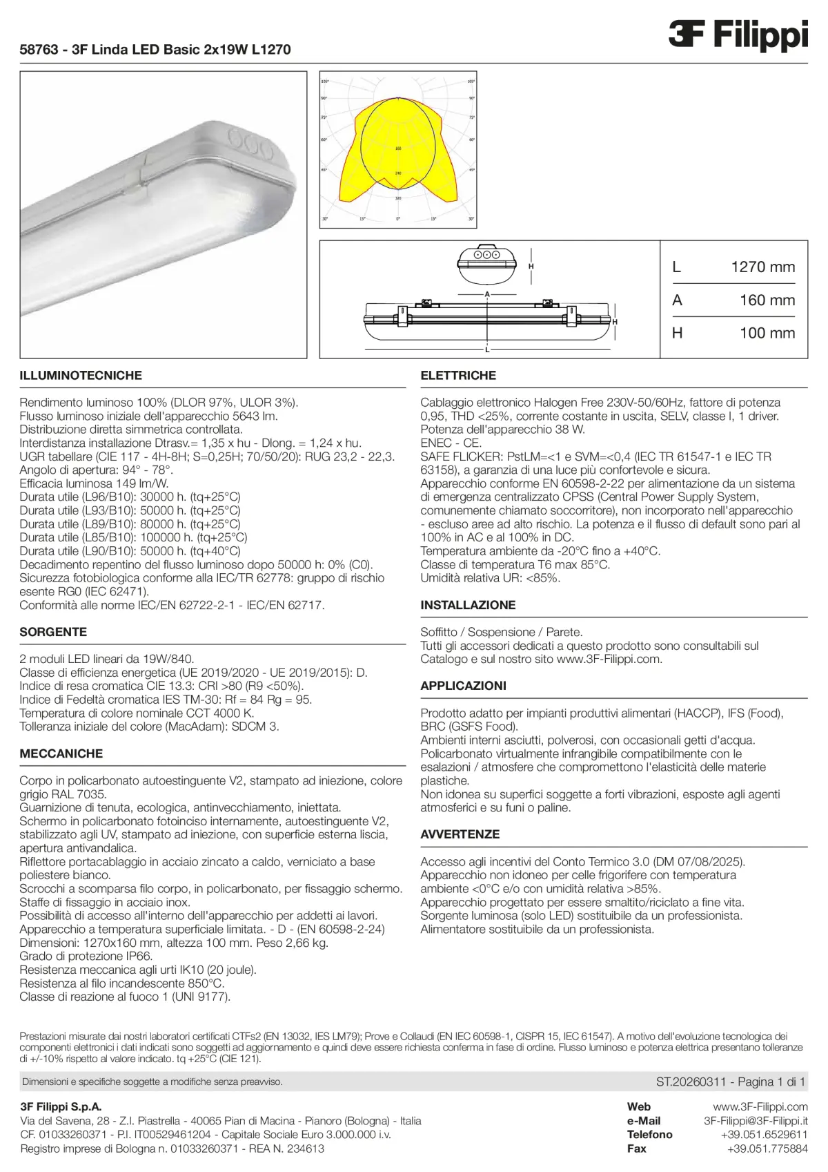 58763 - 3F Linda LED Basic 2x19W L1270 - Datasheet - it