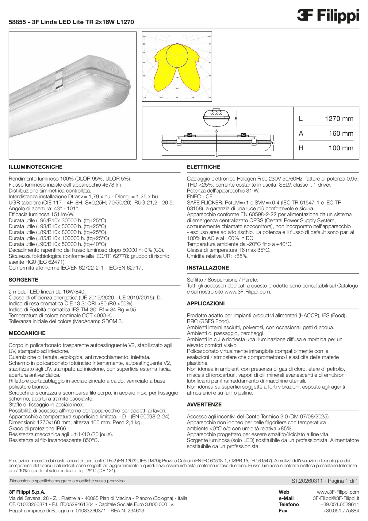 58855 - 3F Linda LED Lite TR 2x16W L1270 - Datasheet - it