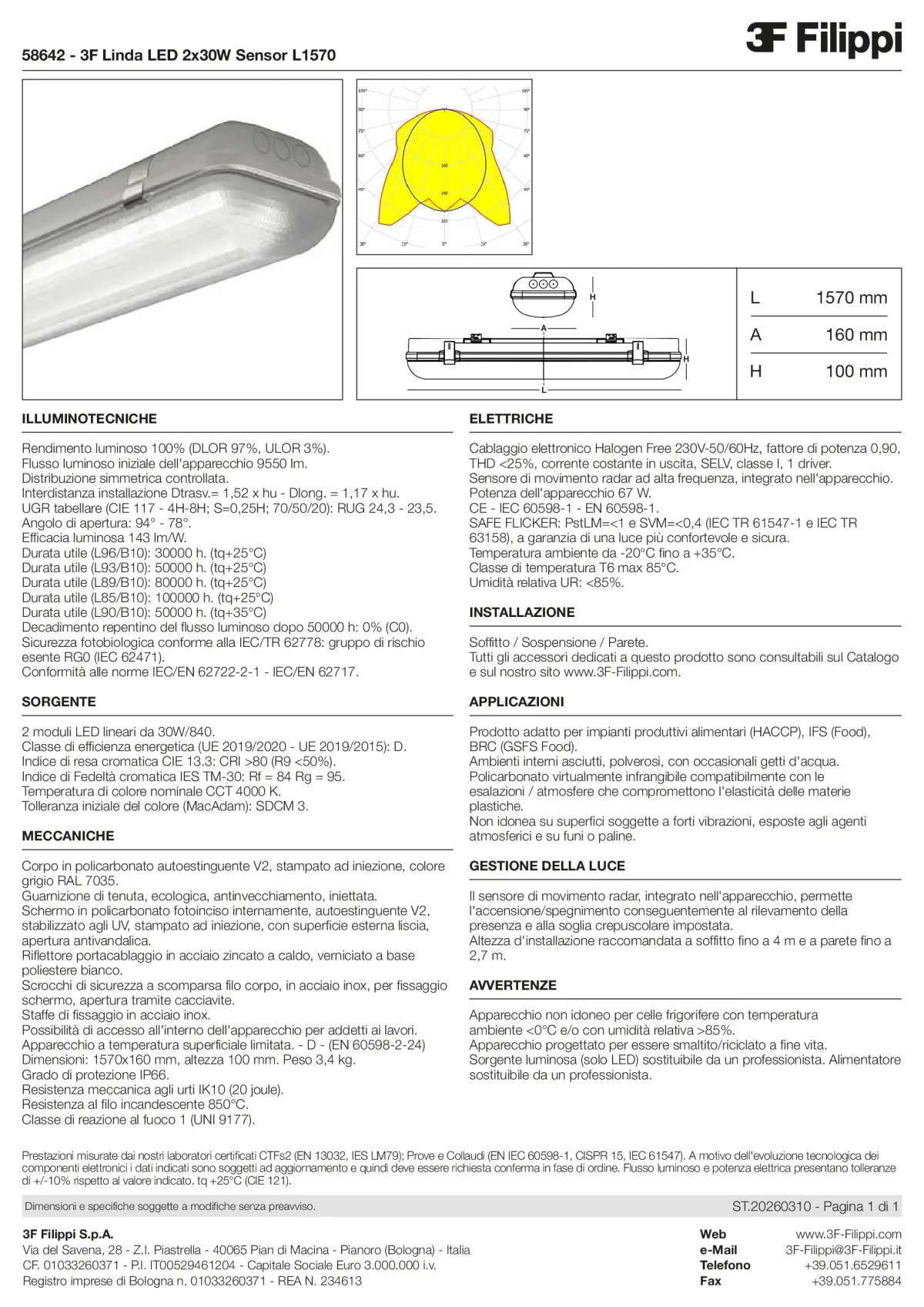 58642 - 3F Linda LED 2x30W Sensor L1570 - Datasheet - it