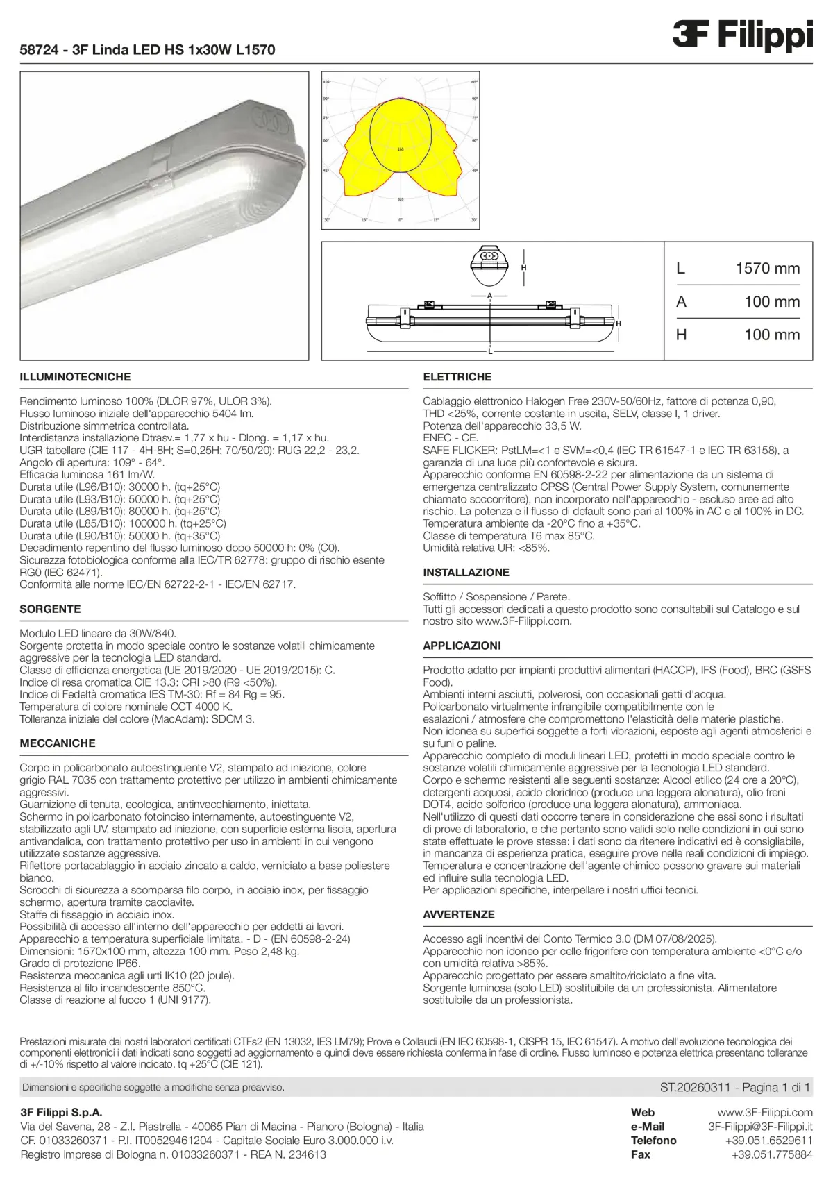 58724 - 3F Linda LED HS 1x30W L1570 - Datasheet - it