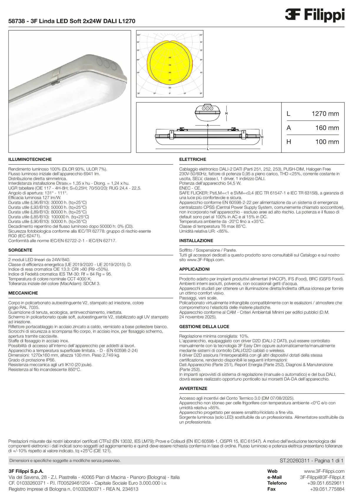 58738 - 3F Linda LED Soft 2x24W DALI L1270 - Datasheet - it