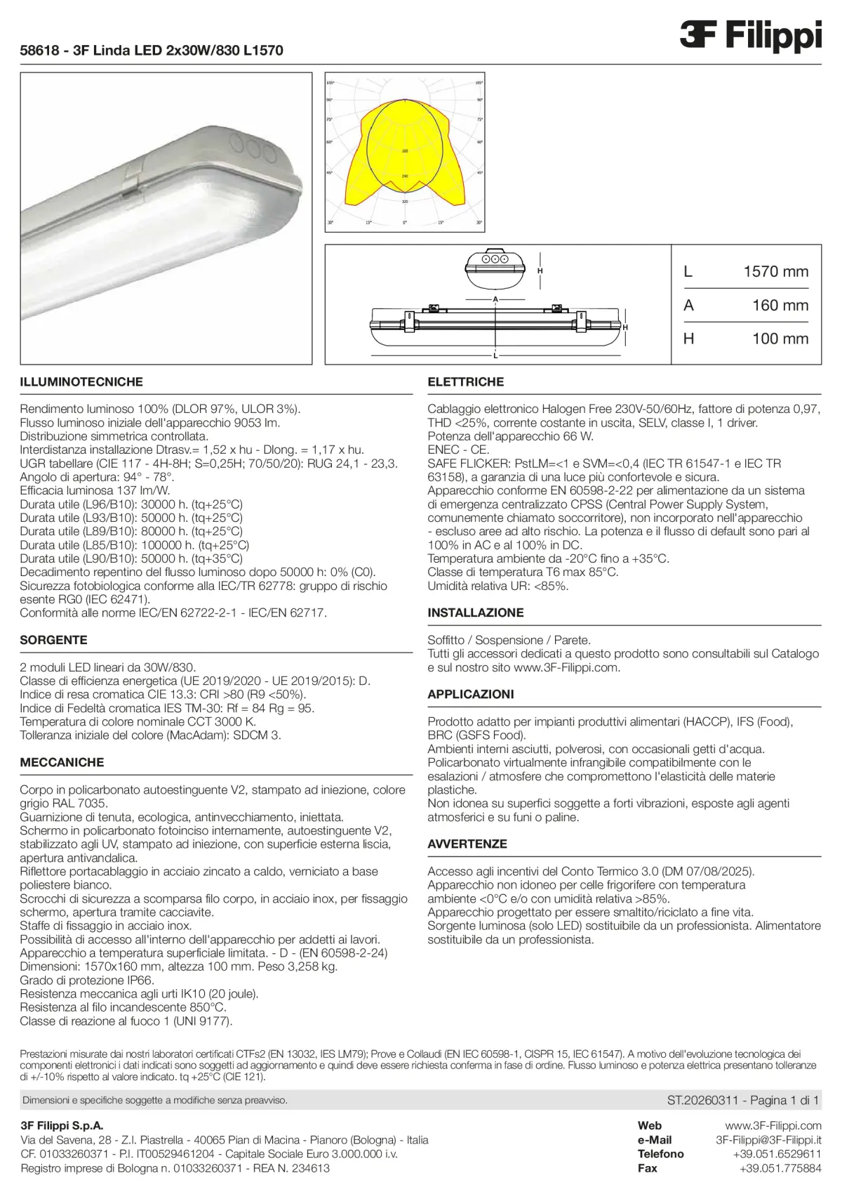 58618 - 3F Linda LED 2x30W-830 L1570 - Datasheet - it