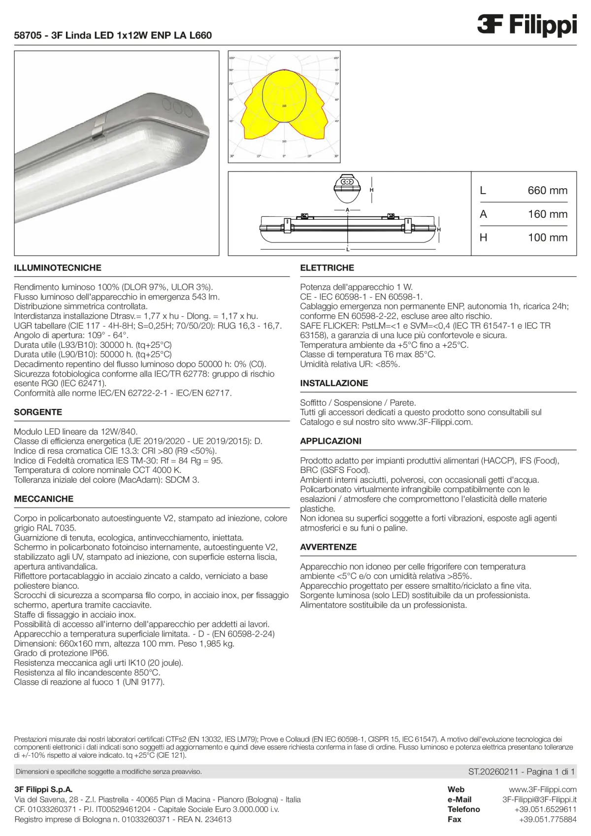 58705 - 3F Linda LED 1x12W ENP LA L660 - Datasheet - it