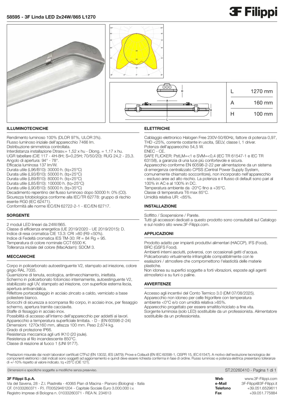 58595 - 3F Linda LED 2x24W-865 L1270 - Datasheet - it