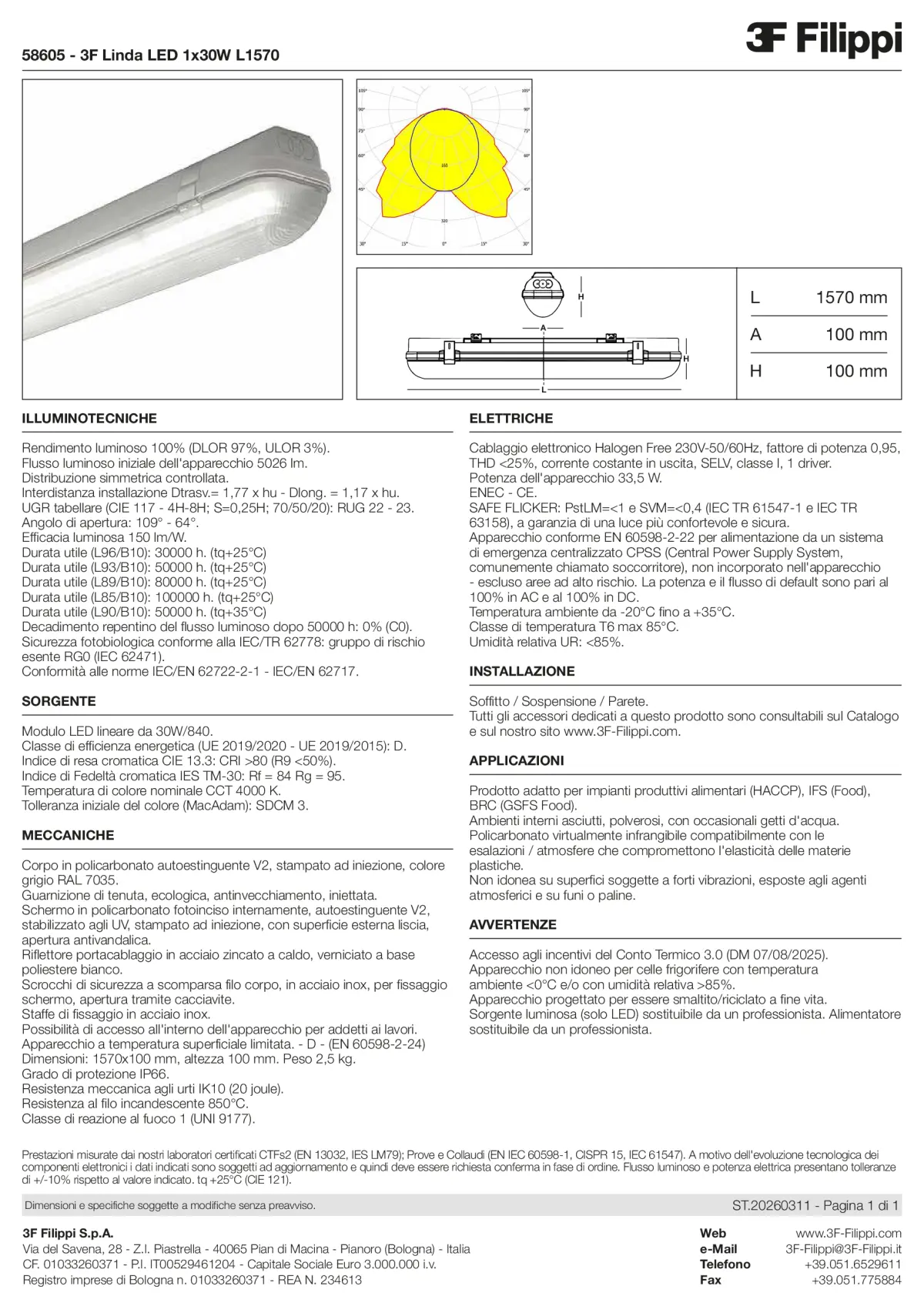 58605 - 3F Linda LED 1x30W L1570 - Datasheet - it