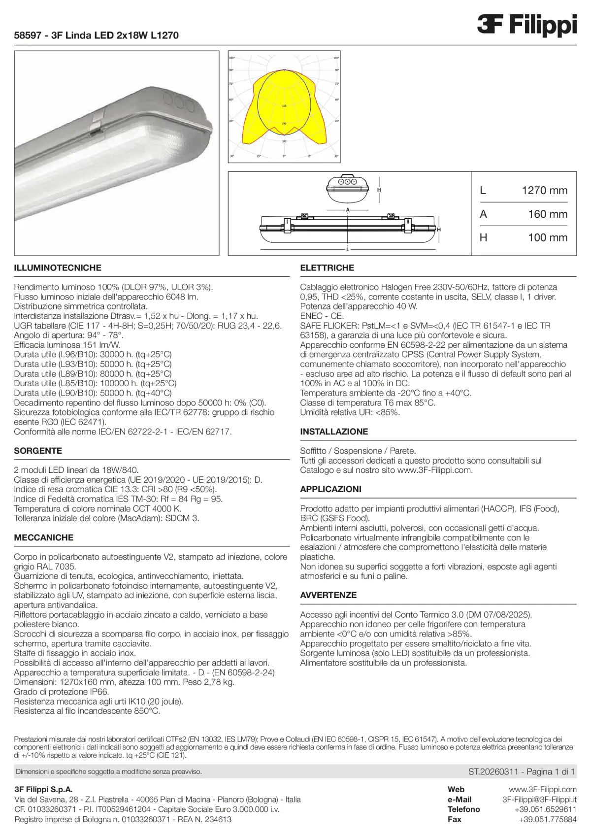 58597 - 3F Linda LED 2x18W L1270 - Datasheet - it