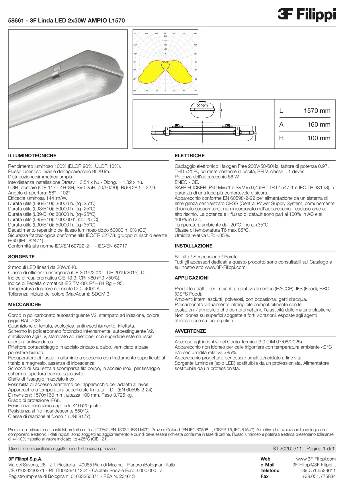 58661 - 3F Linda LED 2x30W AMPIO L1570 - Datasheet - it