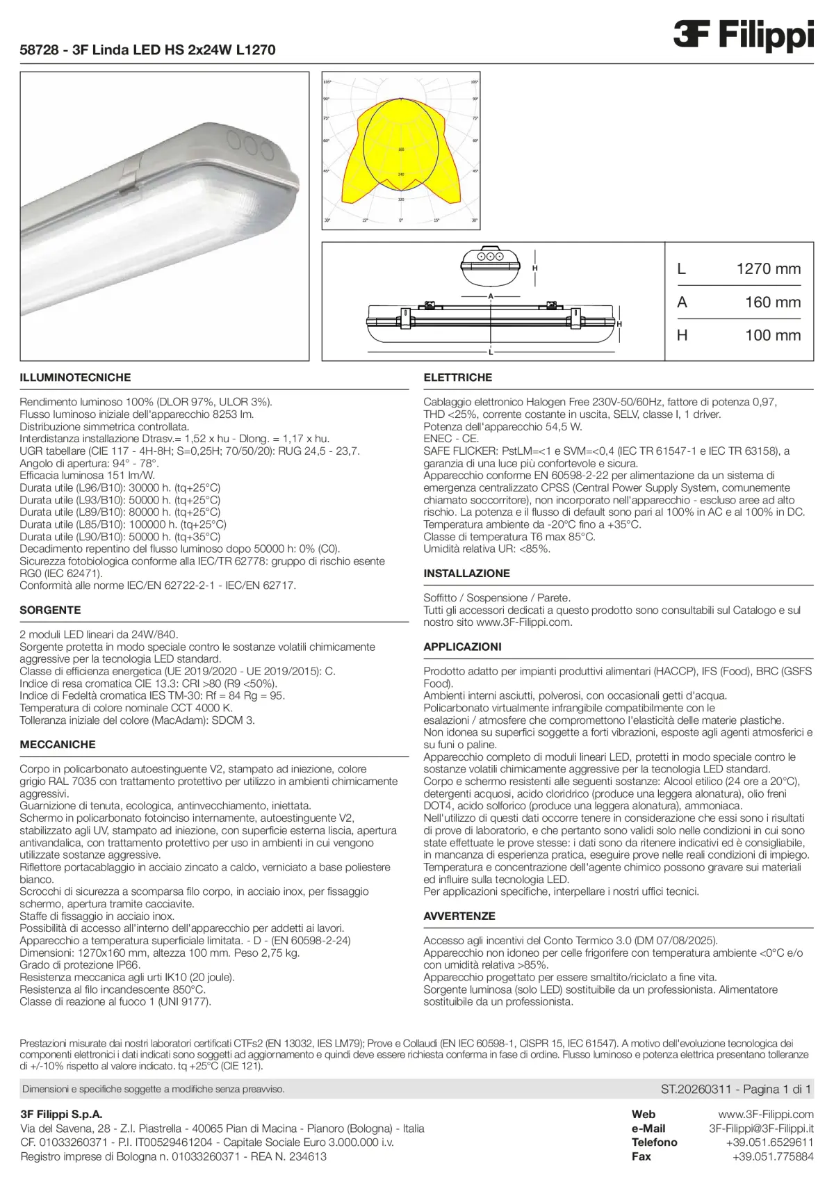 58728 - 3F Linda LED HS 2x24W L1270 - Datasheet - it