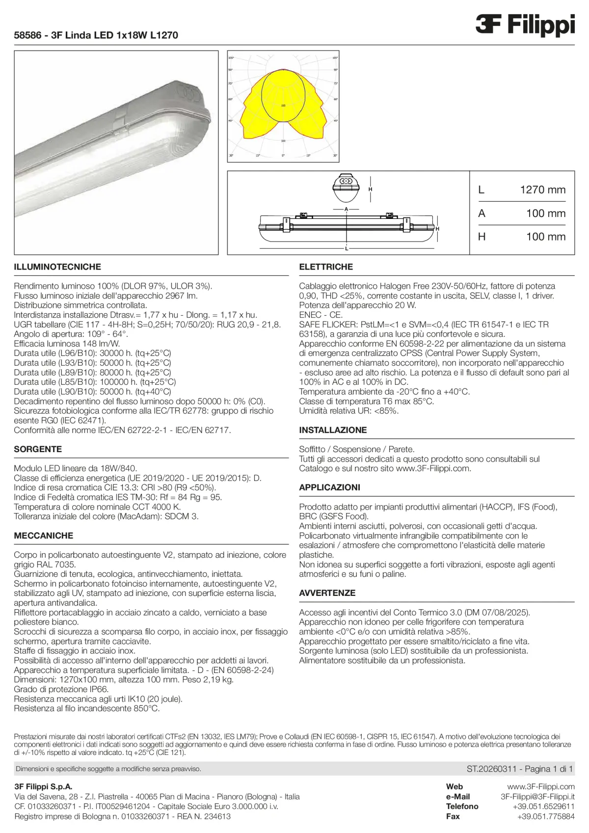 58586 - 3F Linda LED 1x18W L1270 - Datasheet - it