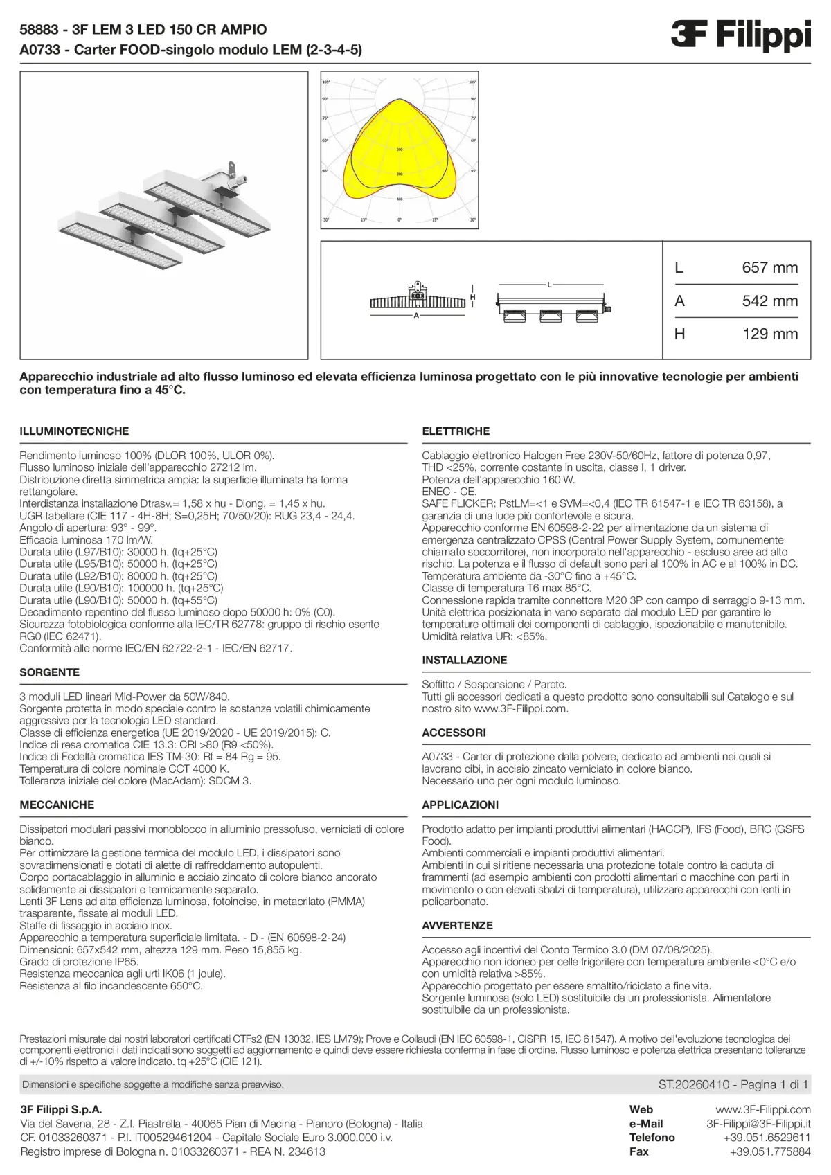 58883+A0733 - 3F LEM 3 LED 150 CR AMPIO + FOOD - Datasheet - it