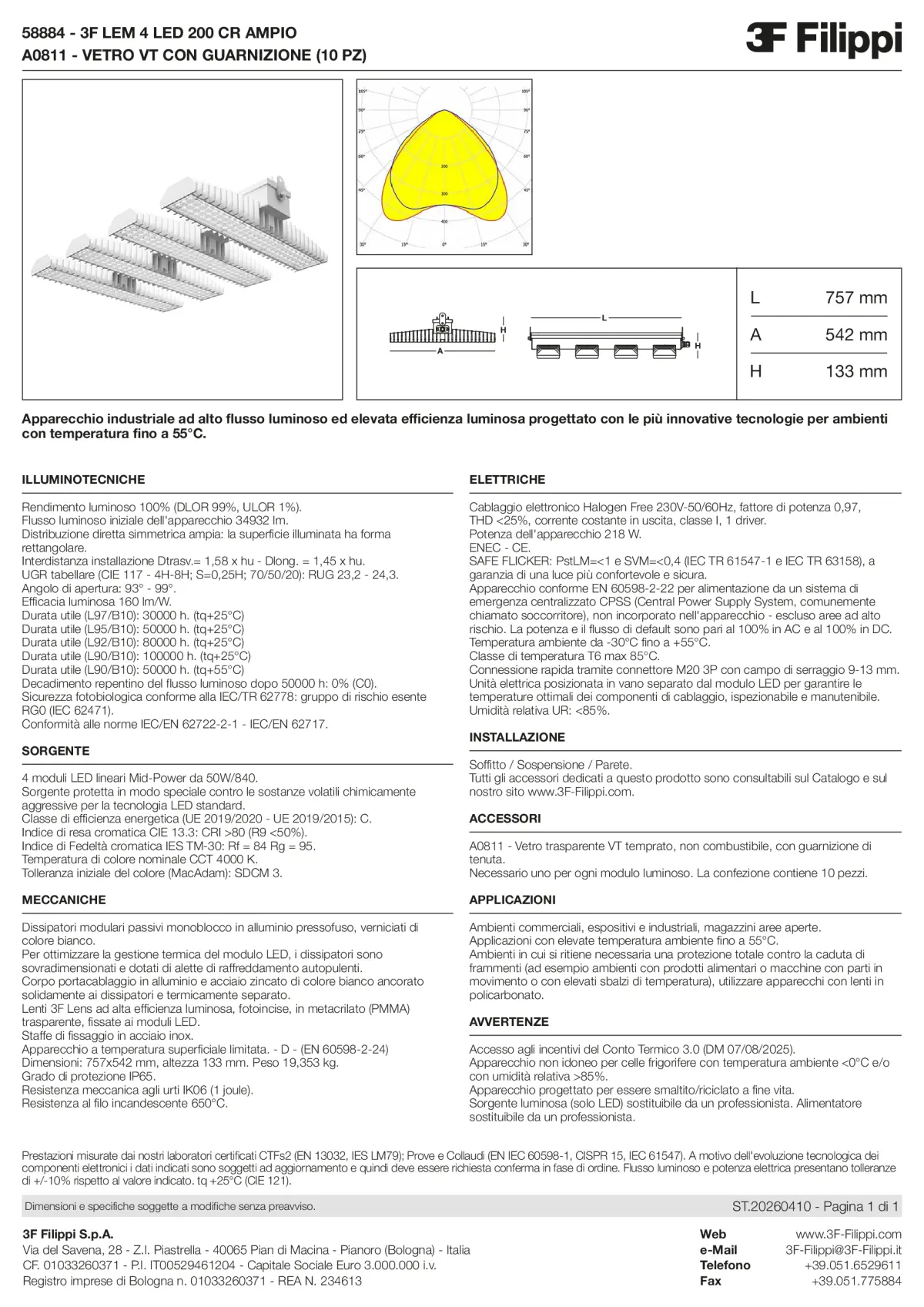 58884+A0811 - 3F LEM 4 LED 200 CR AMPIO + VT - Datasheet - it