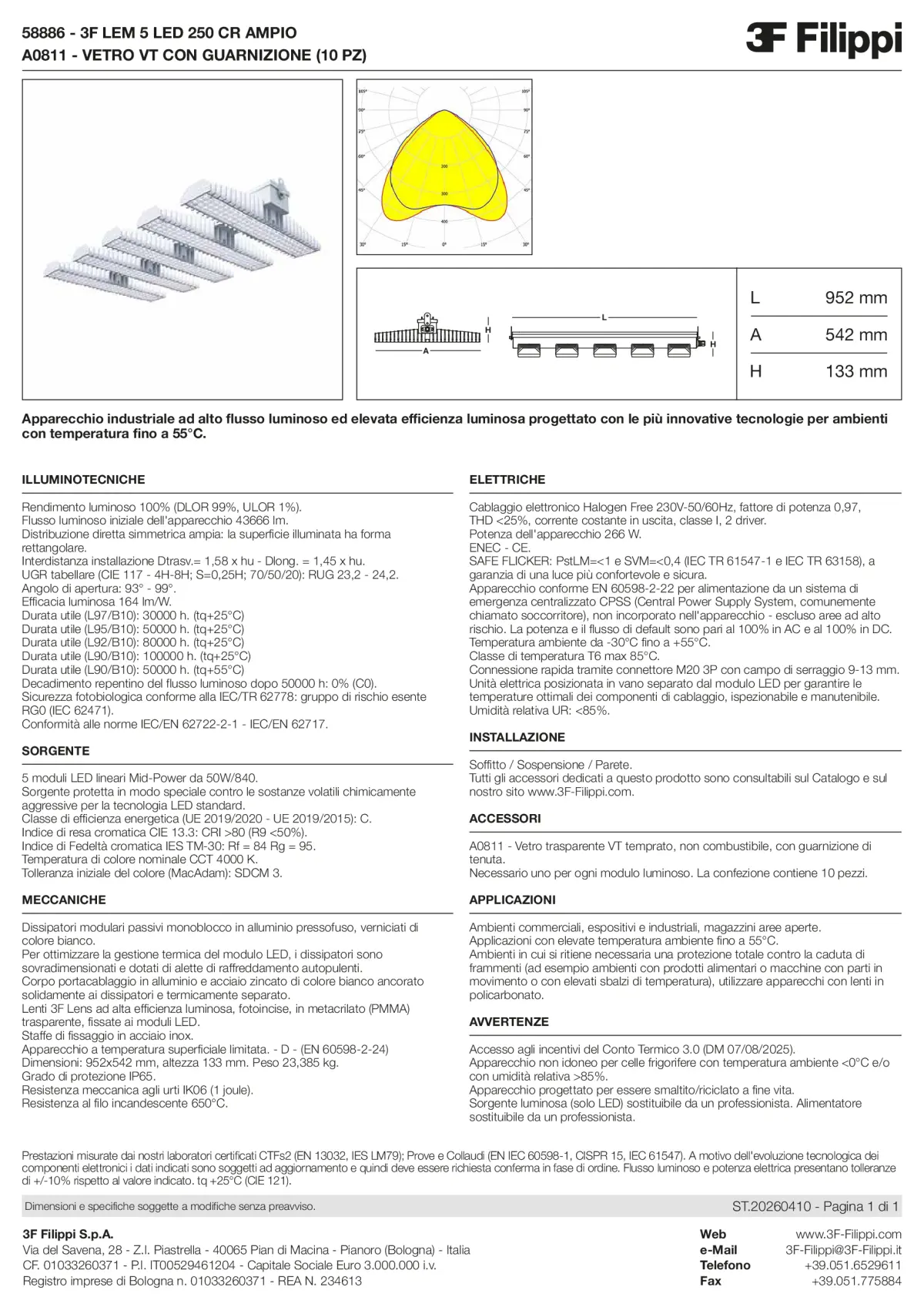 58886+A0811 - 3F LEM 5 LED 250 CR AMPIO + VT - Datasheet - it
