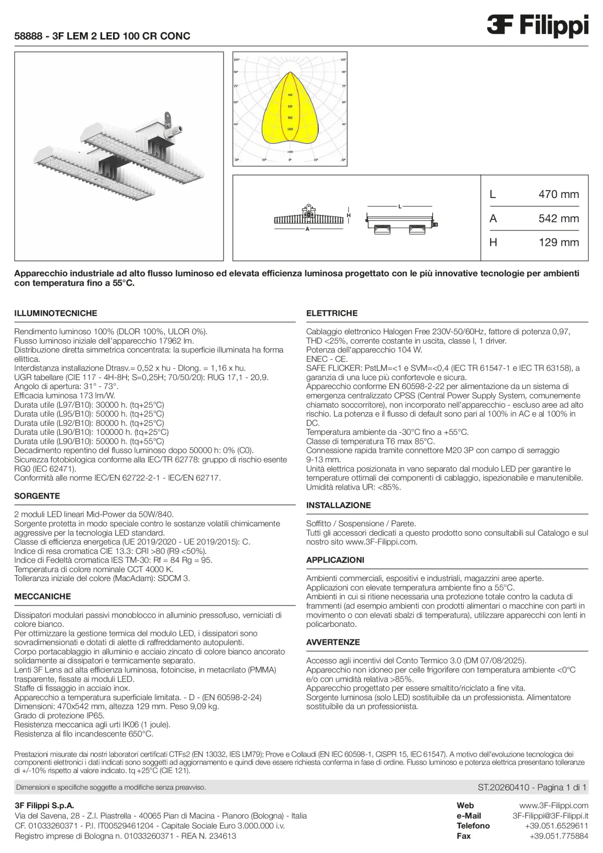 58888 - 3F LEM 2 LED 100 CR CONC - Datasheet - it