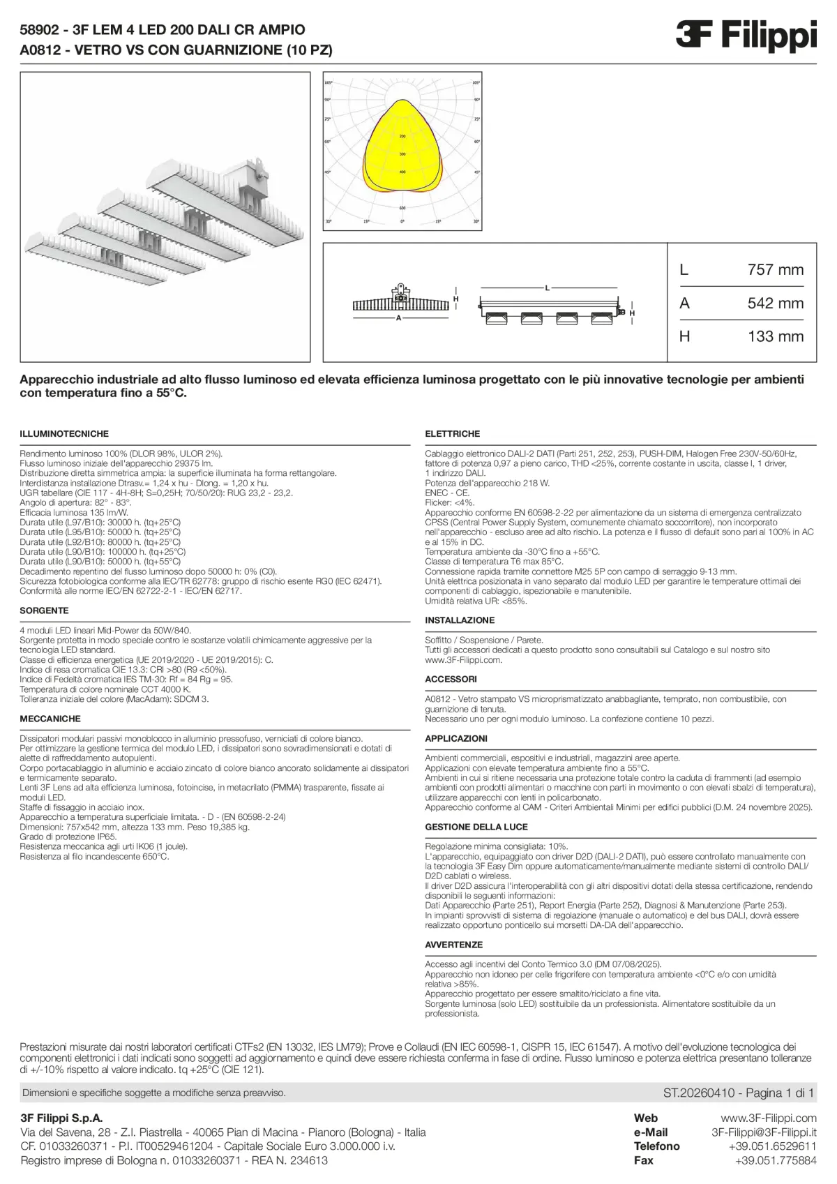 58902+A0812 - 3F LEM 4 LED 200 DALI CR AMPIO + VS - Datasheet - it