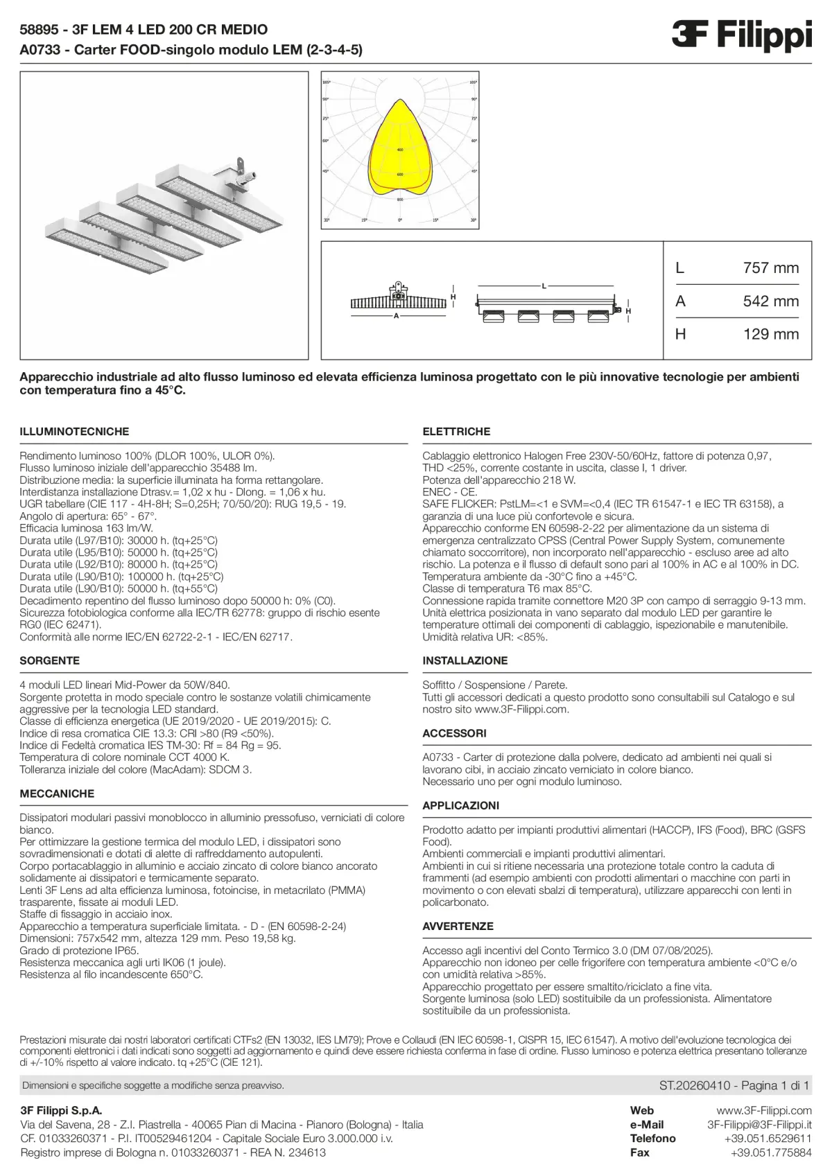 58895+A0733 - 3F LEM 4 LED 200 CR MEDIO + FOOD - Datasheet - it