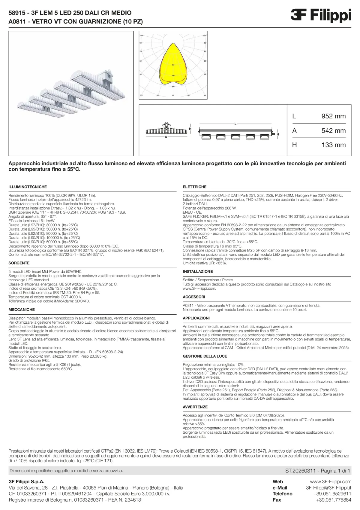 58915+A0811 - 3F LEM 5 LED 250 DALI CR MEDIO + VT - Datasheet - it