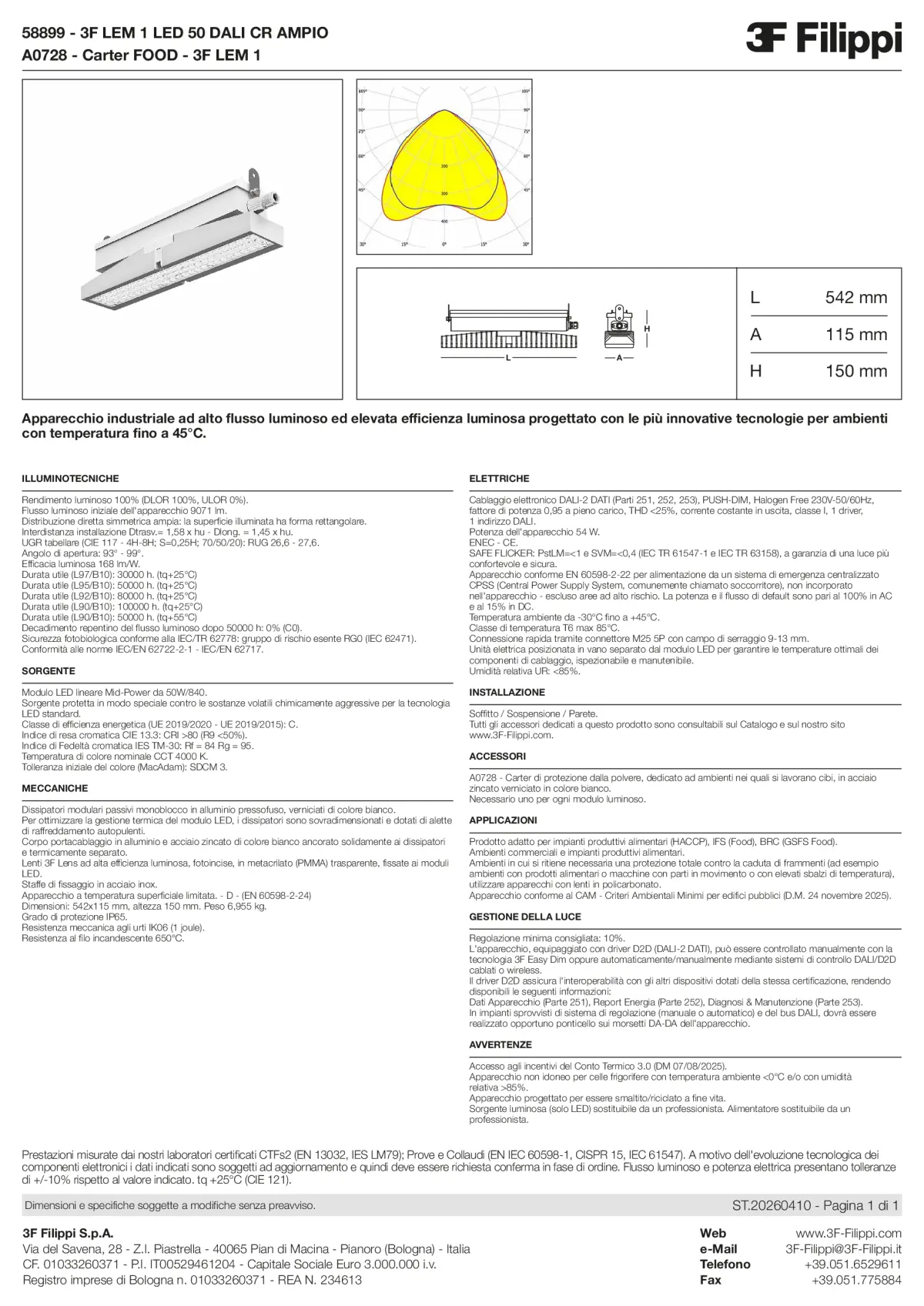 58899+A0728 - 3F LEM 1 LED 50 DALI CR AMPIO + FOOD - Datasheet - it