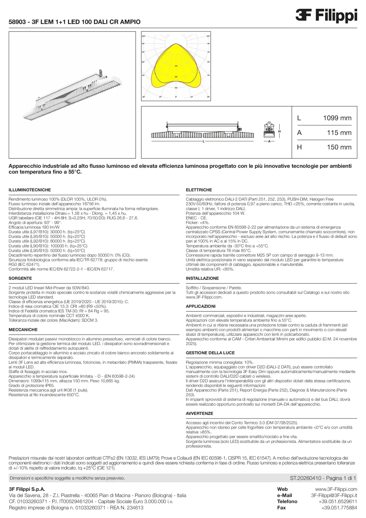 58903 - 3F LEM 1+1 LED 100 DALI CR AMPIO - Datasheet - it