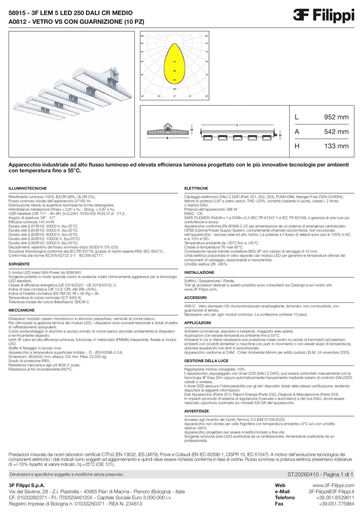 58915+A0812 - 3F LEM 5 LED 250 DALI CR MEDIO + VS - Datasheet - it