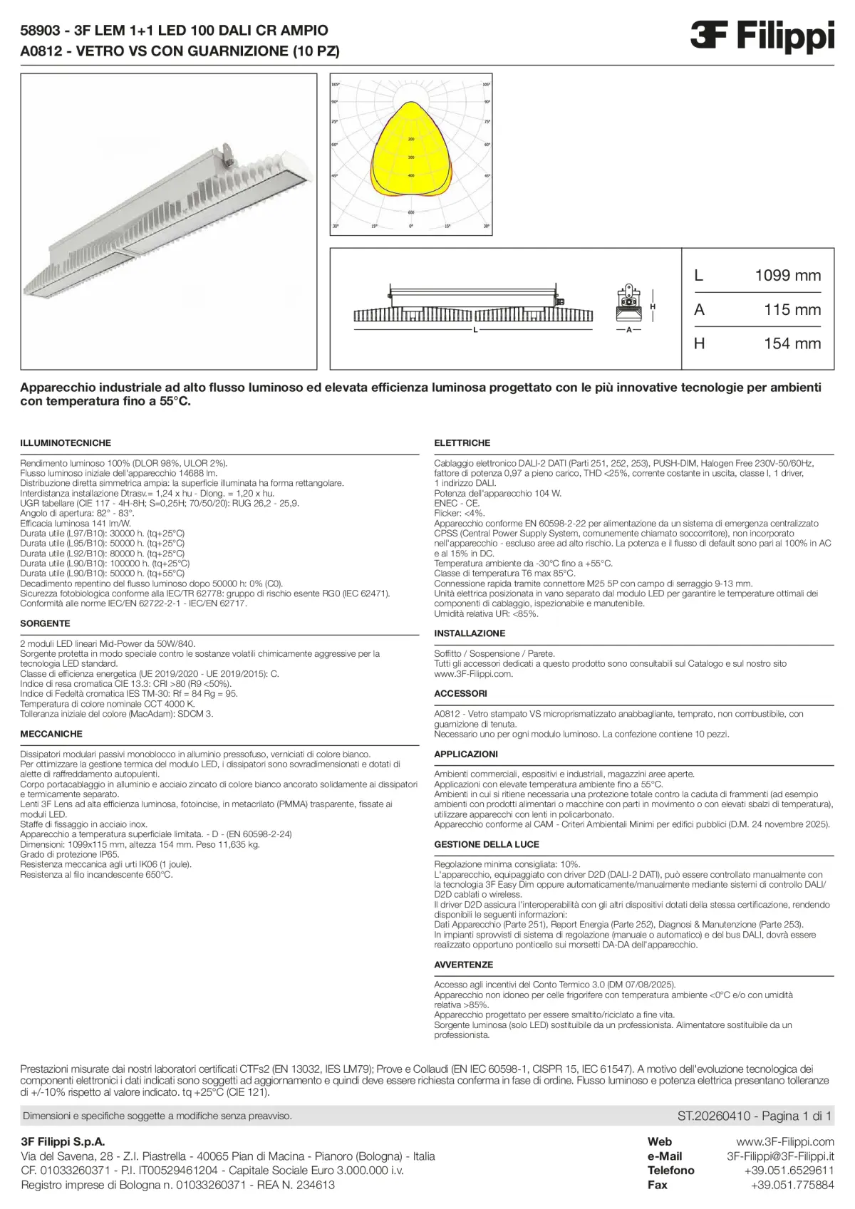 58903+A0812 - 3F LEM 1+1 LED 100 DALI CR AMPIO + VS - Datasheet - it