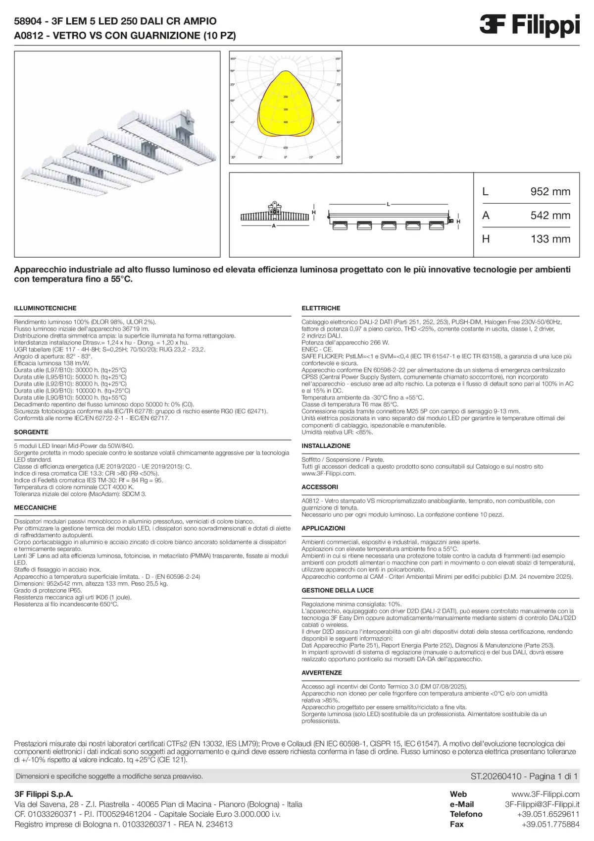 58904+A0812 - 3F LEM 5 LED 250 DALI CR AMPIO + VS - Datasheet - it