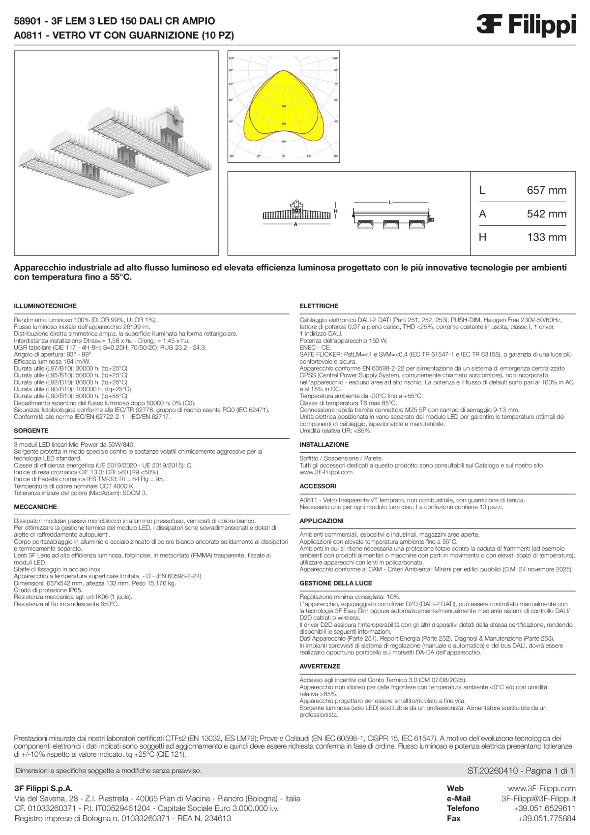 58901+A0811 - 3F LEM 3 LED 150 DALI CR AMPIO + VT - Datasheet - it
