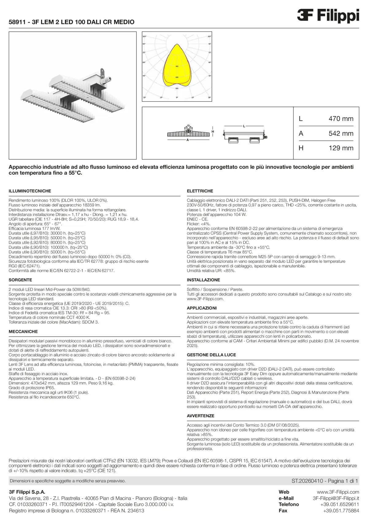 58911 - 3F LEM 2 LED 100 DALI CR MEDIO - Datasheet - it